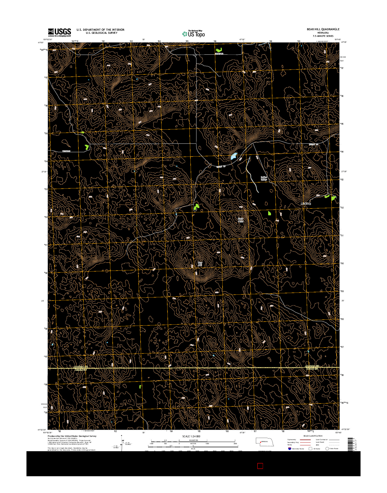 USGS US TOPO 7.5-MINUTE MAP FOR BEAR HILL, NE 2014