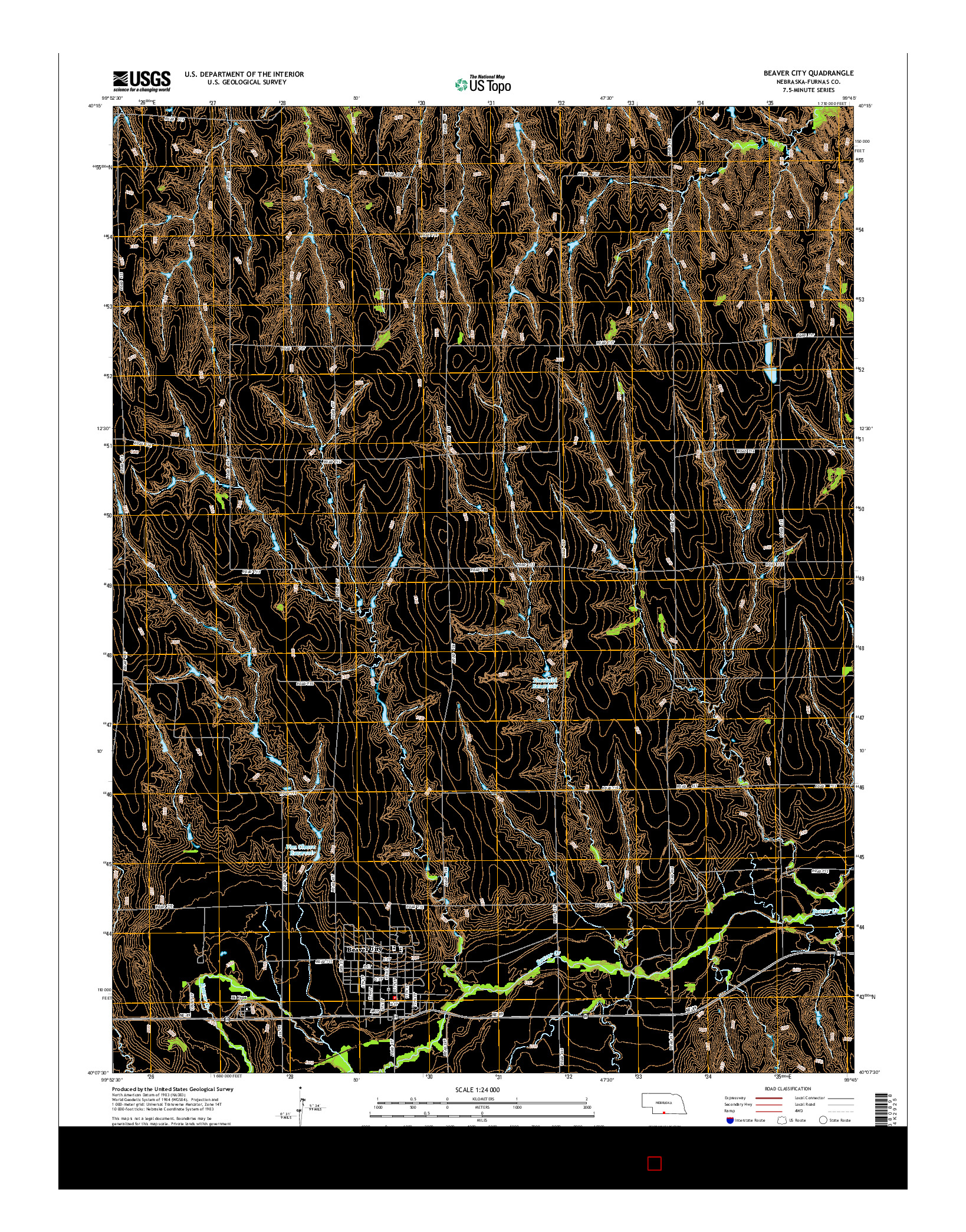 USGS US TOPO 7.5-MINUTE MAP FOR BEAVER CITY, NE 2014