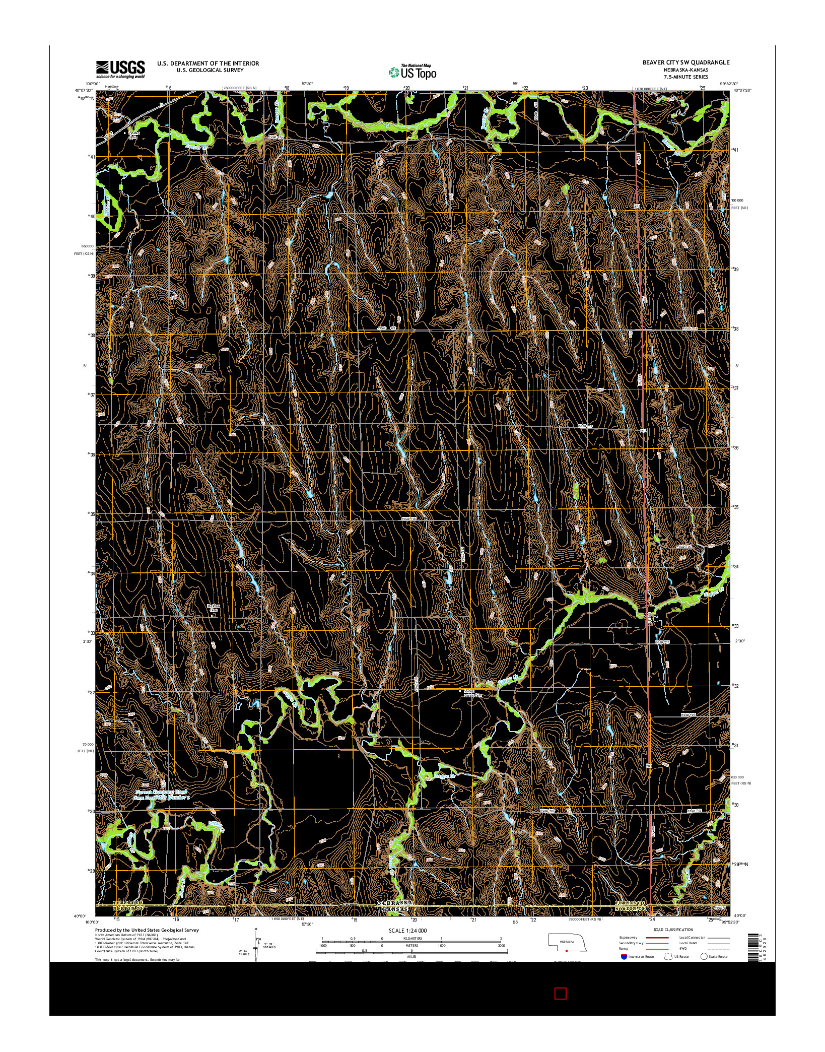 USGS US TOPO 7.5-MINUTE MAP FOR BEAVER CITY SW, NE-KS 2014