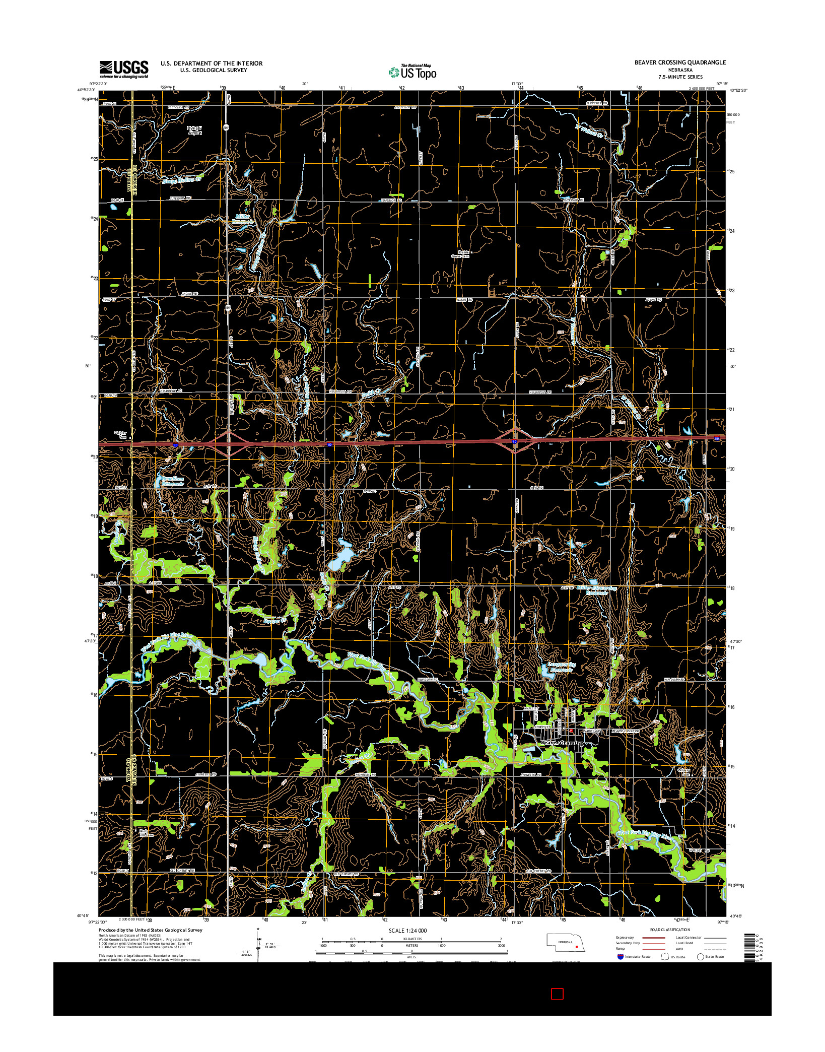 USGS US TOPO 7.5-MINUTE MAP FOR BEAVER CROSSING, NE 2014
