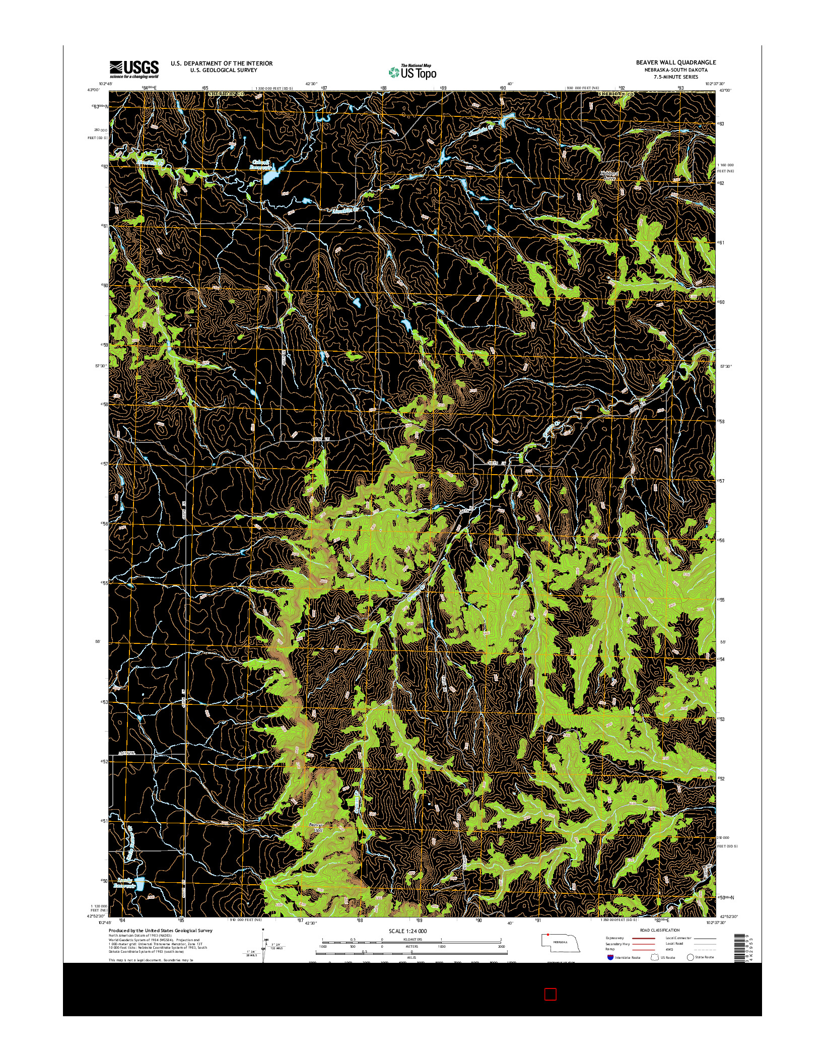 USGS US TOPO 7.5-MINUTE MAP FOR BEAVER WALL, NE-SD 2014