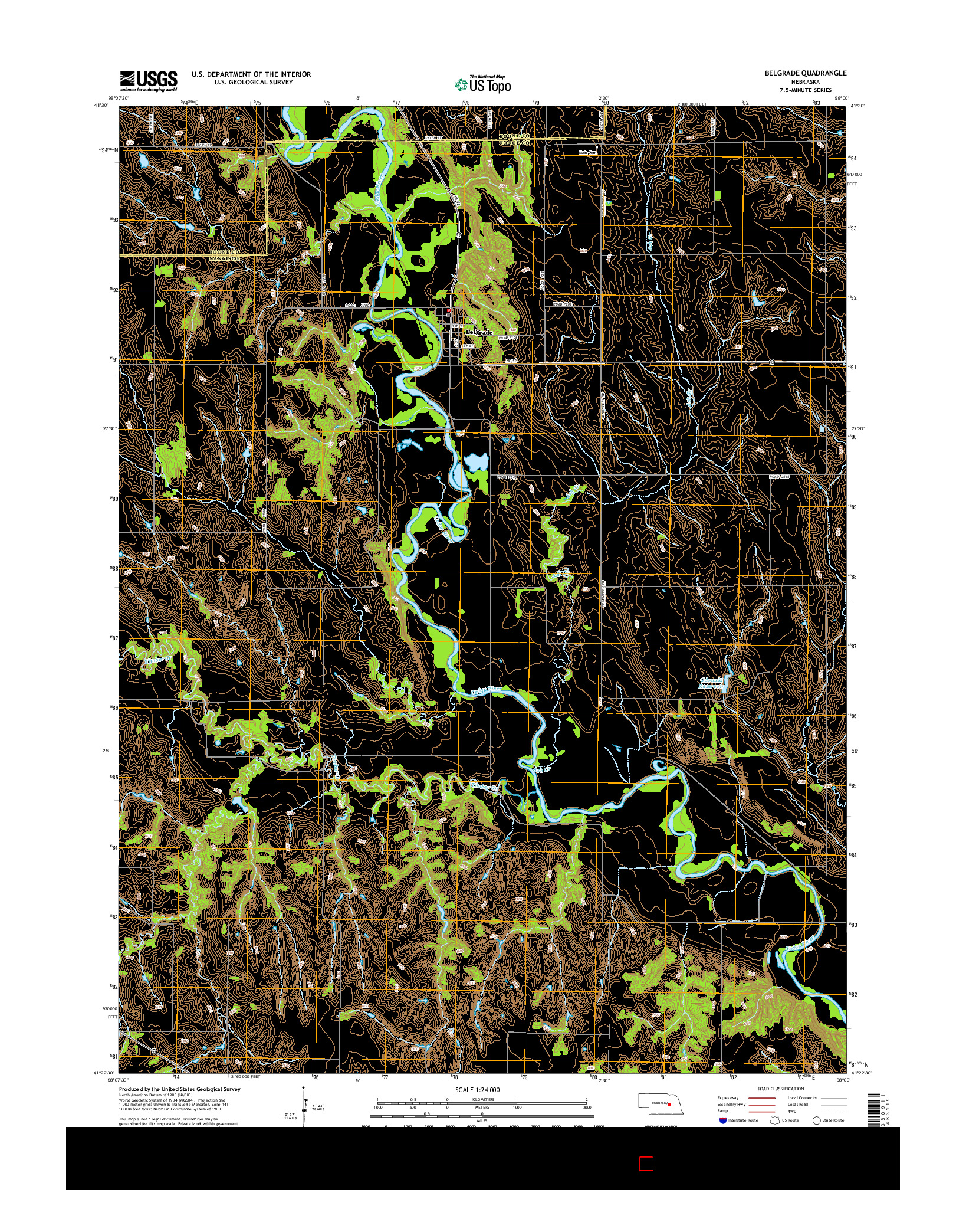 USGS US TOPO 7.5-MINUTE MAP FOR BELGRADE, NE 2014