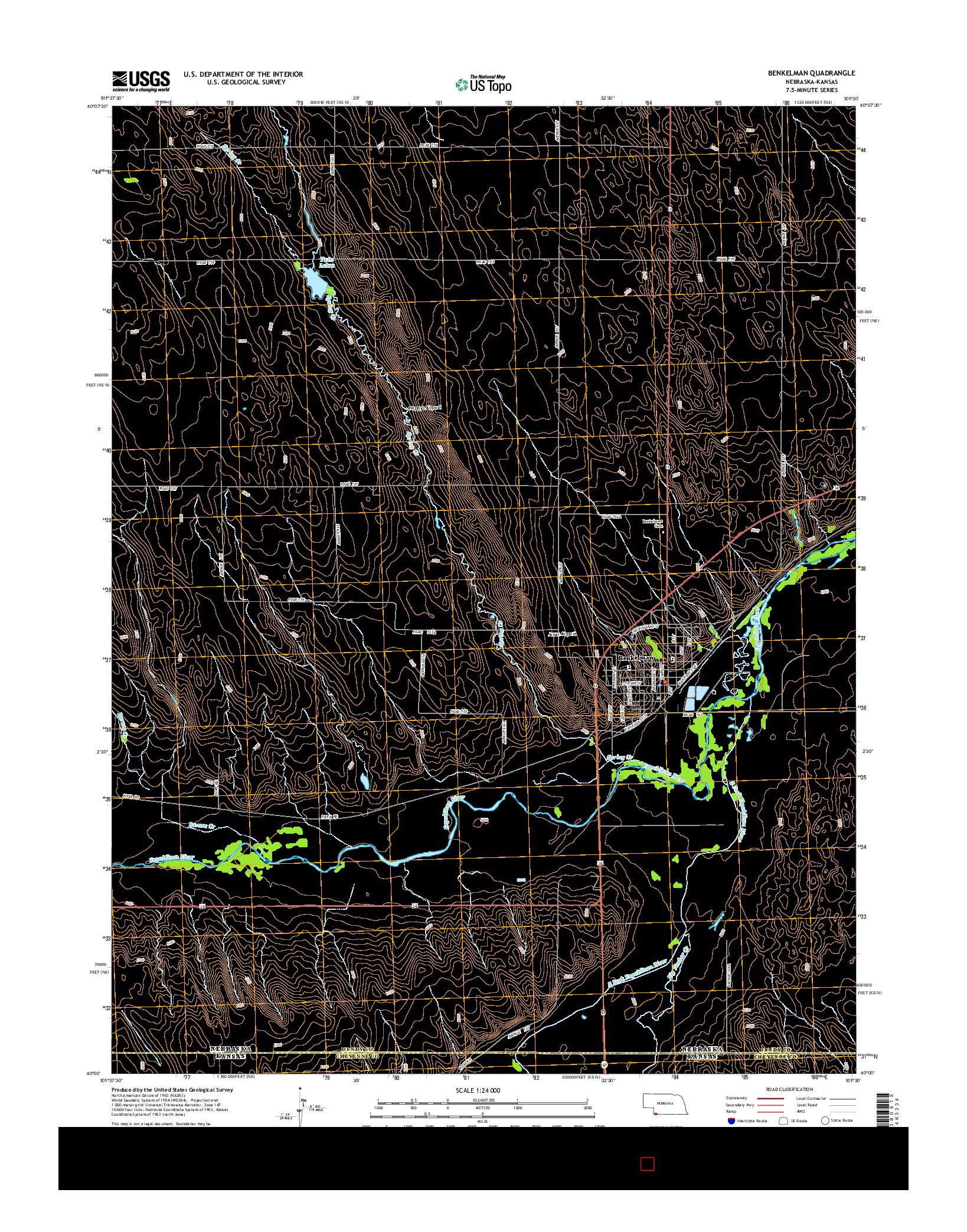 USGS US TOPO 7.5-MINUTE MAP FOR BENKELMAN, NE-KS 2014