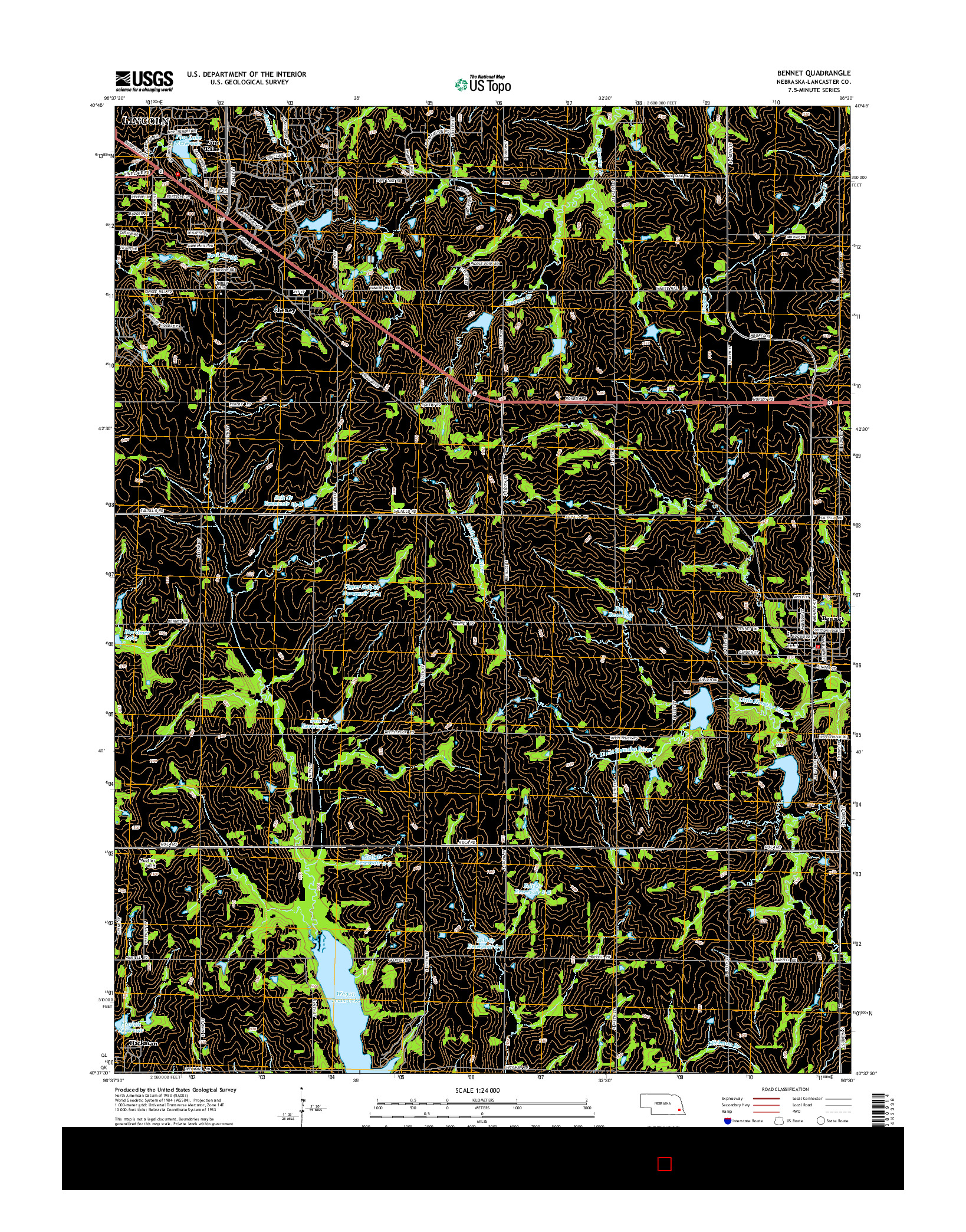 USGS US TOPO 7.5-MINUTE MAP FOR BENNET, NE 2014