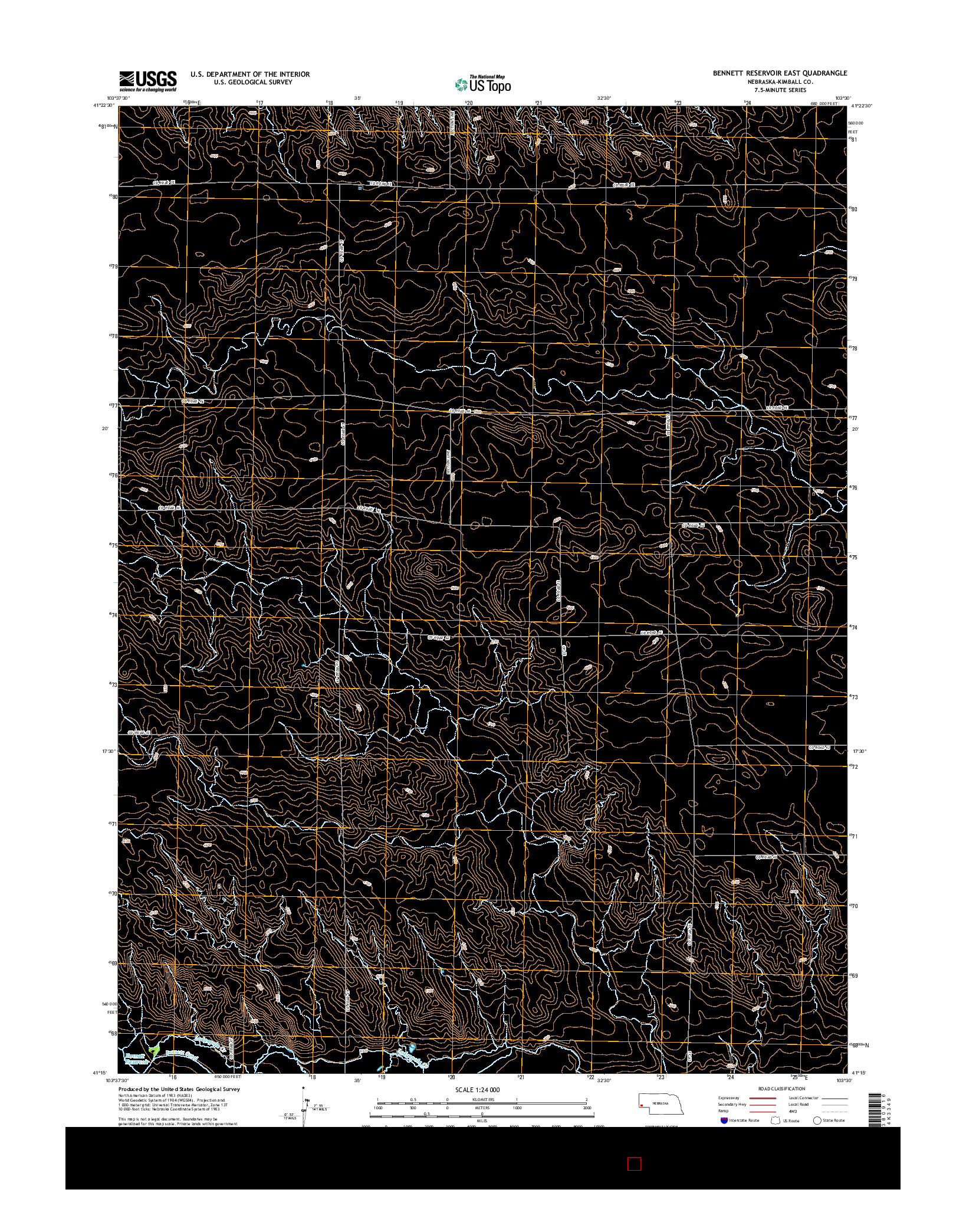 USGS US TOPO 7.5-MINUTE MAP FOR BENNETT RESERVOIR EAST, NE 2014