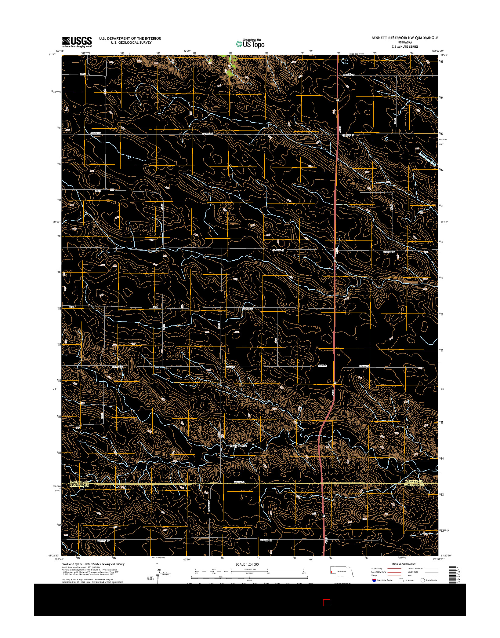 USGS US TOPO 7.5-MINUTE MAP FOR BENNETT RESERVOIR NW, NE 2014