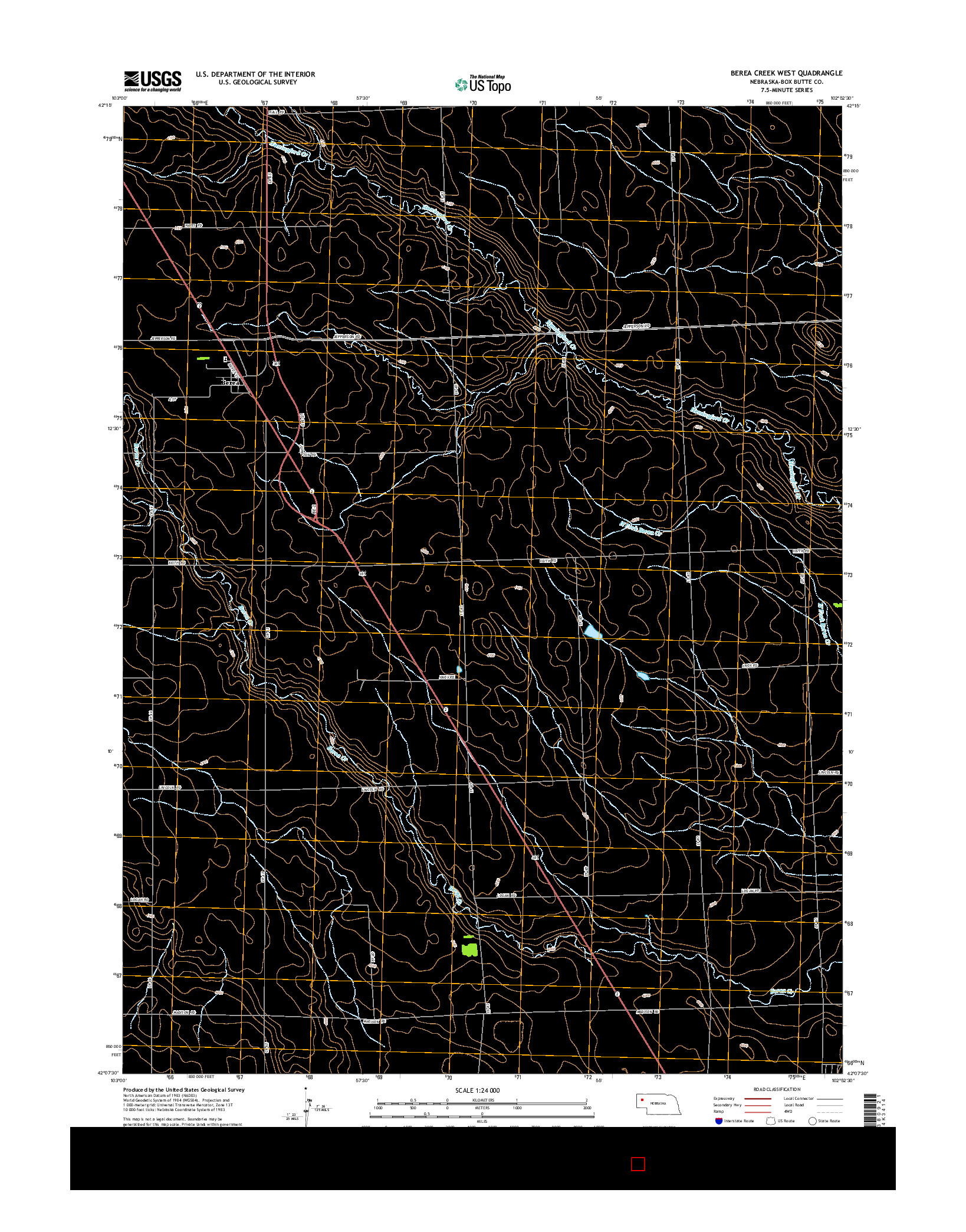 USGS US TOPO 7.5-MINUTE MAP FOR BEREA CREEK WEST, NE 2014