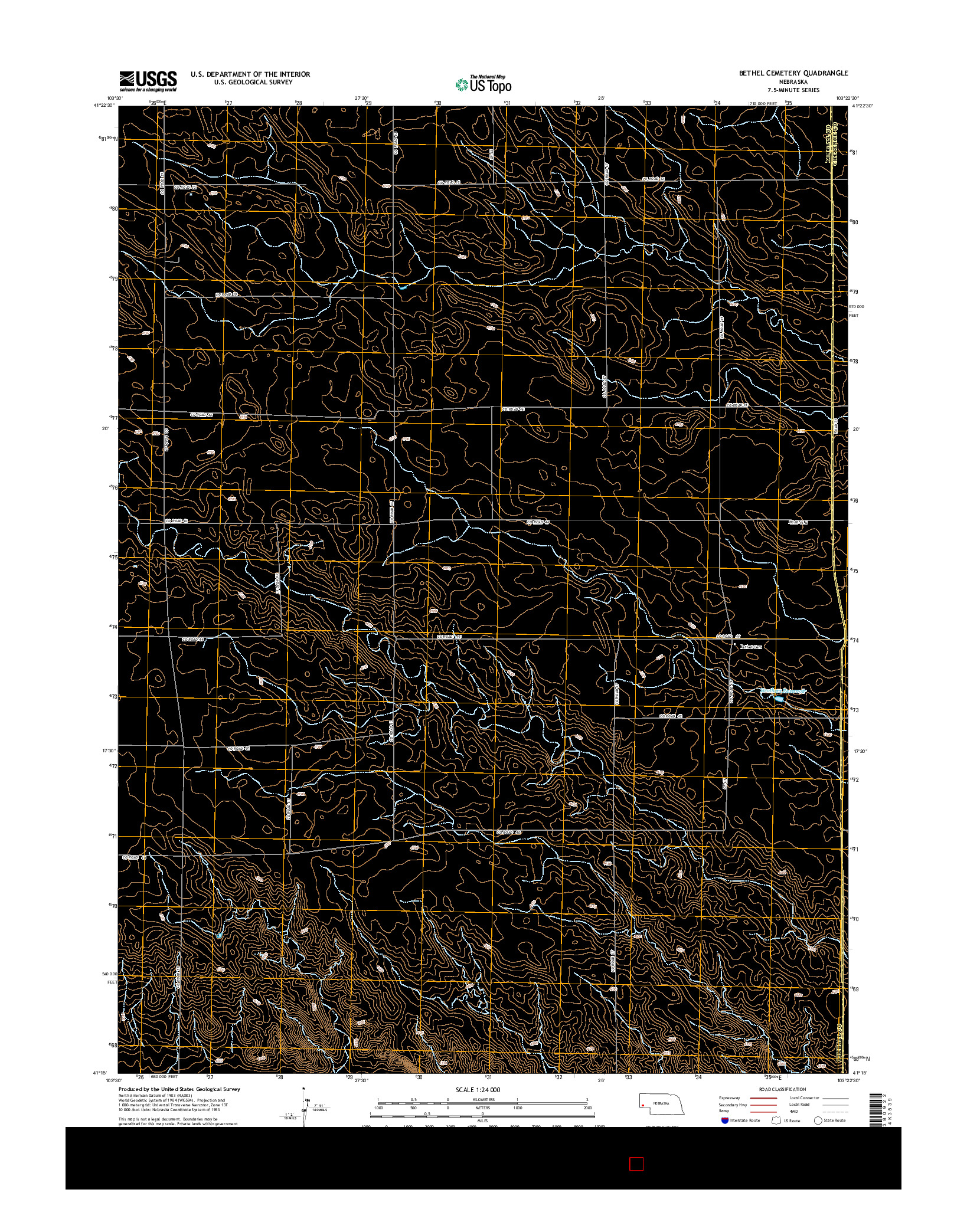 USGS US TOPO 7.5-MINUTE MAP FOR BETHEL CEMETERY, NE 2014