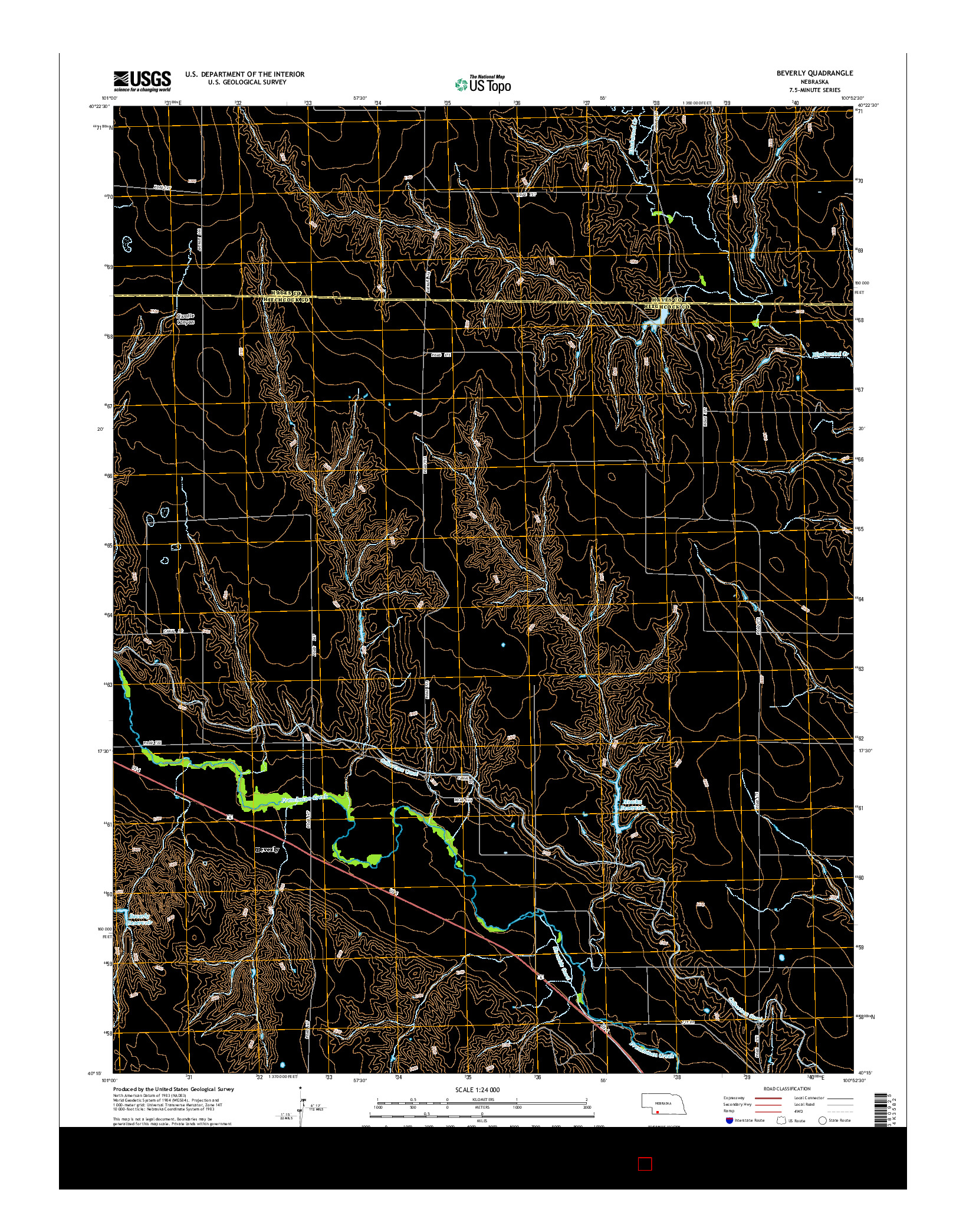 USGS US TOPO 7.5-MINUTE MAP FOR BEVERLY, NE 2014