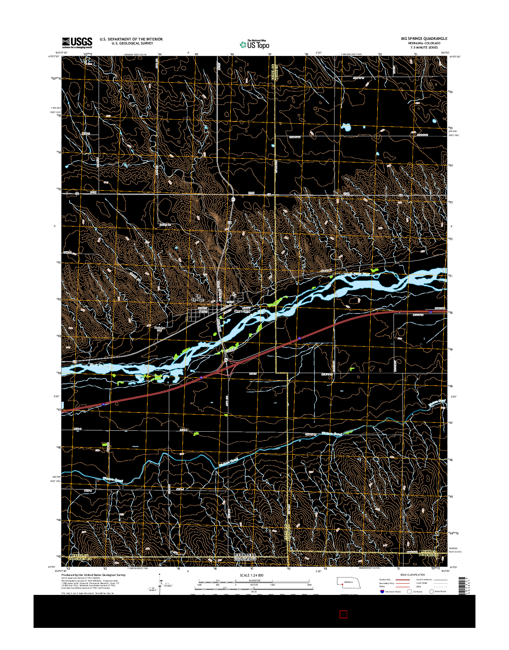 USGS US TOPO 7.5-MINUTE MAP FOR BIG SPRINGS, NE-CO 2014