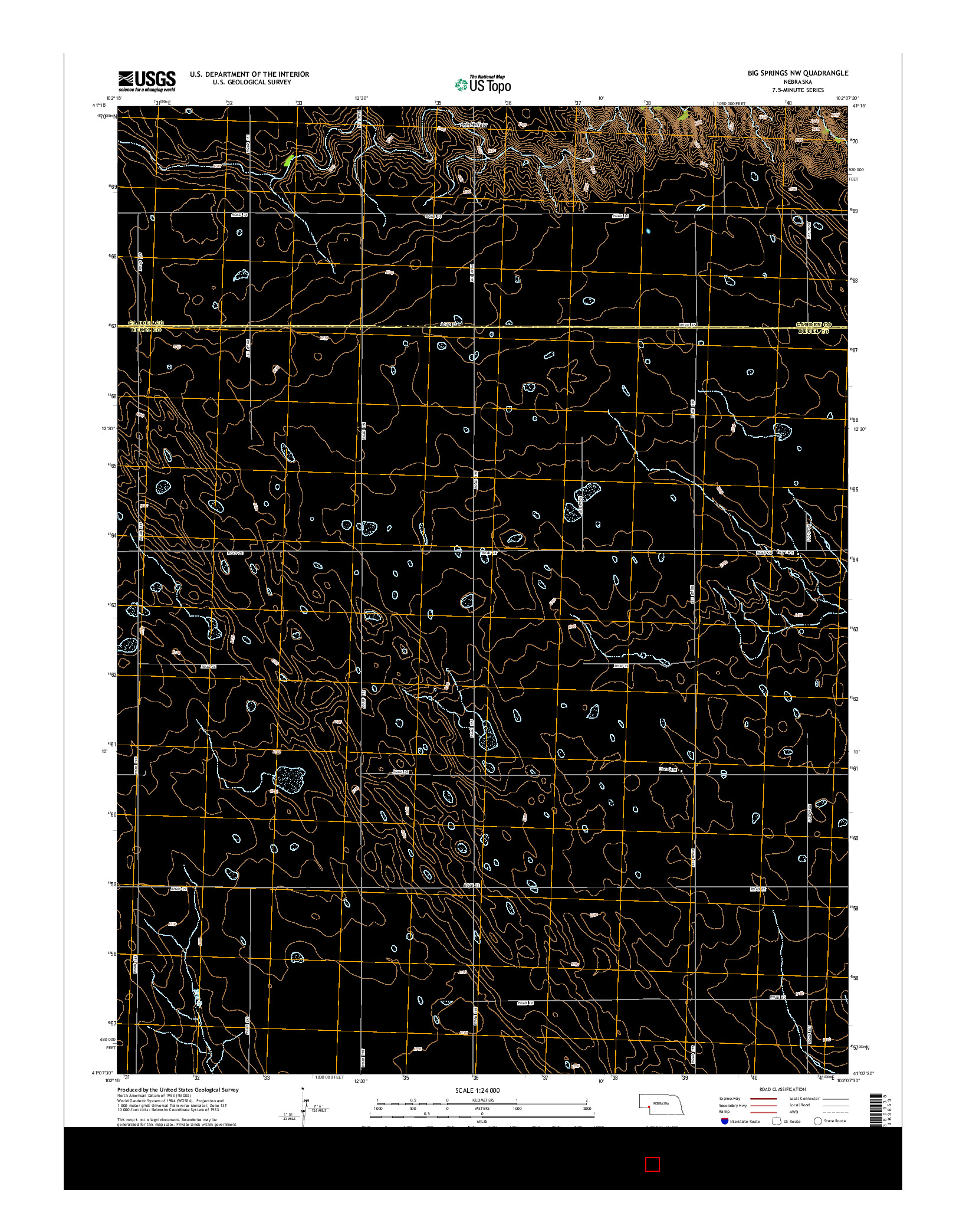 USGS US TOPO 7.5-MINUTE MAP FOR BIG SPRINGS NW, NE 2014