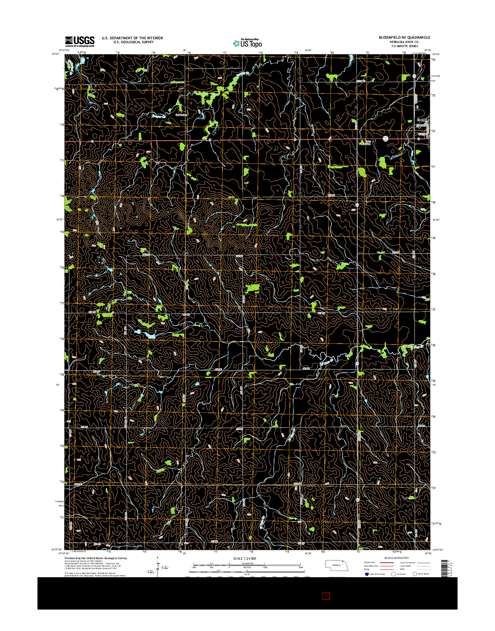 USGS US TOPO 7.5-MINUTE MAP FOR BLOOMFIELD NE, NE 2014