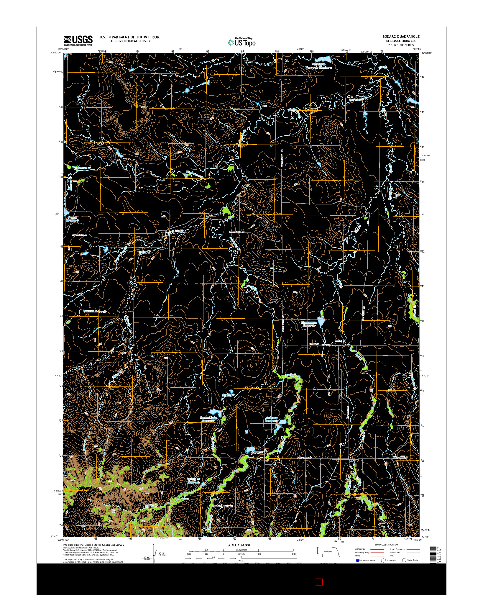 USGS US TOPO 7.5-MINUTE MAP FOR BODARC, NE 2014