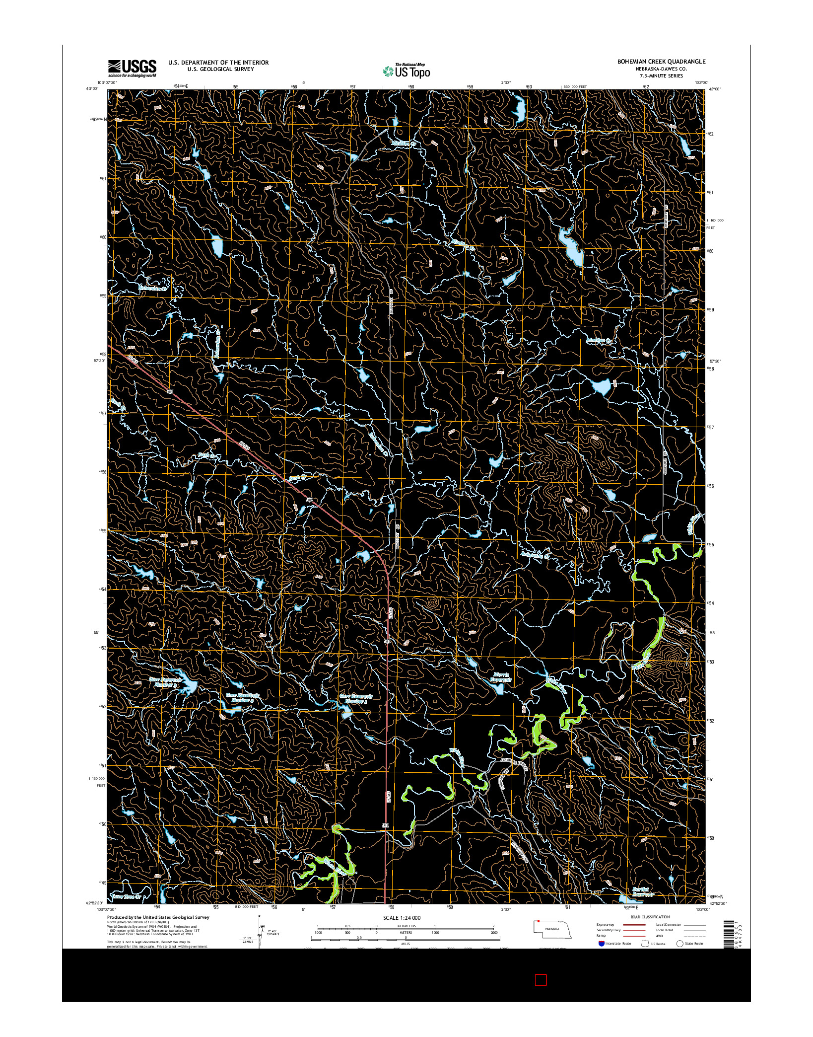 USGS US TOPO 7.5-MINUTE MAP FOR BOHEMIAN CREEK, NE 2014