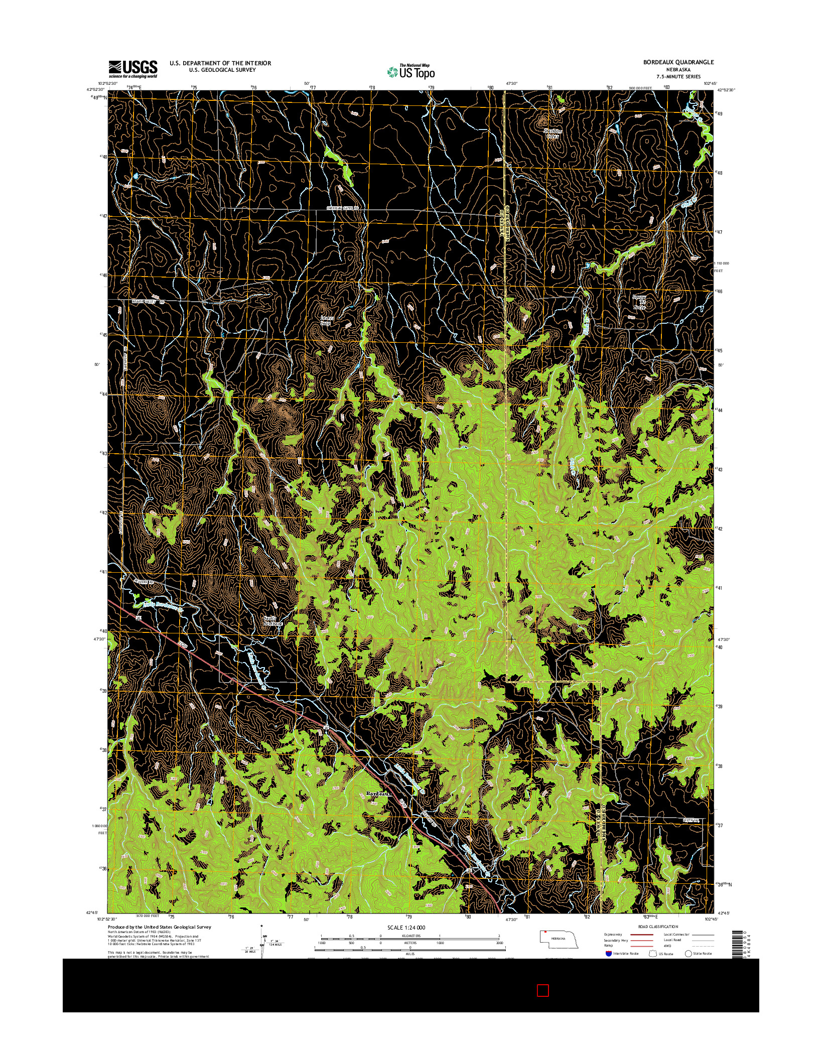 USGS US TOPO 7.5-MINUTE MAP FOR BORDEAUX, NE 2014