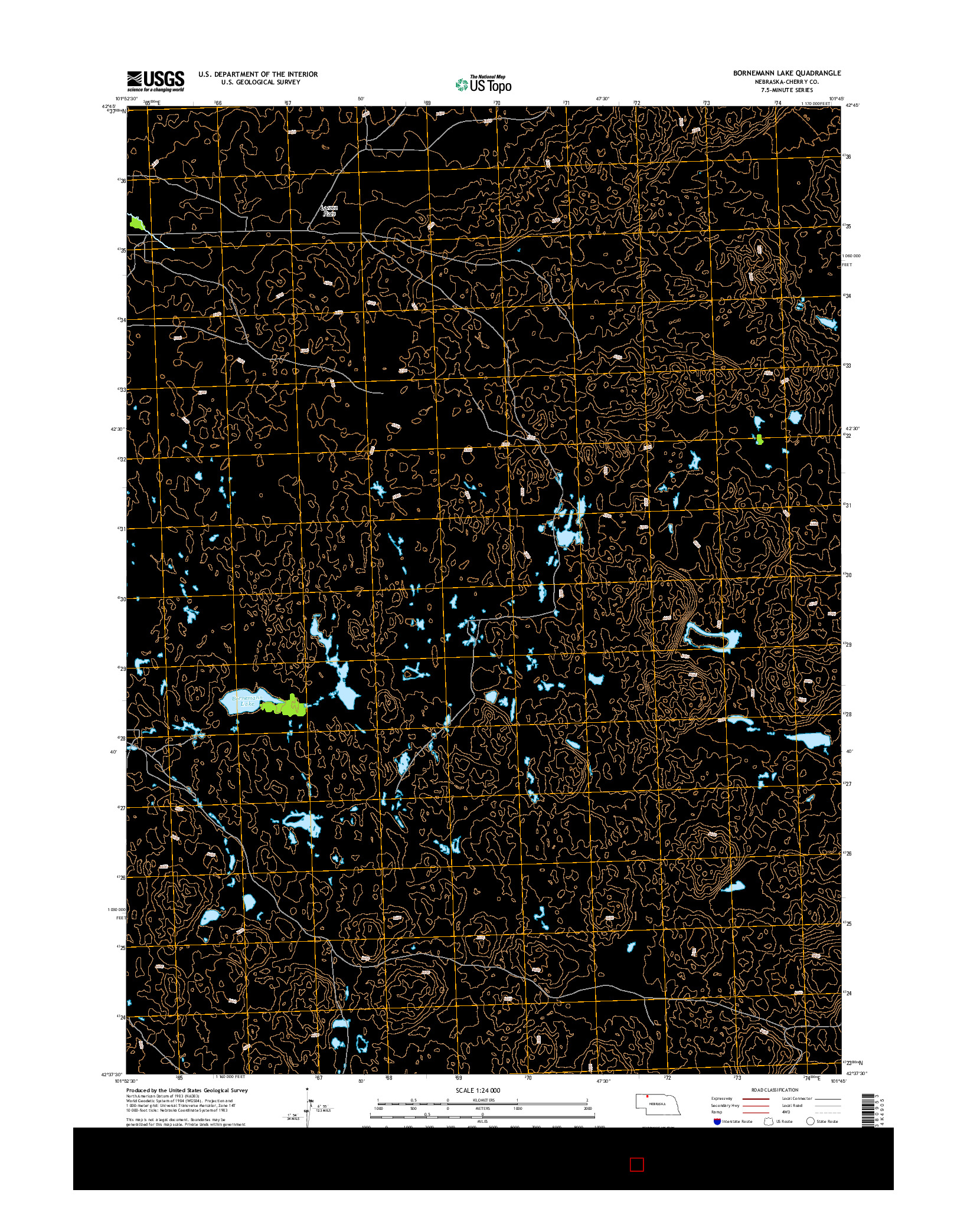 USGS US TOPO 7.5-MINUTE MAP FOR BORNEMANN LAKE, NE 2014