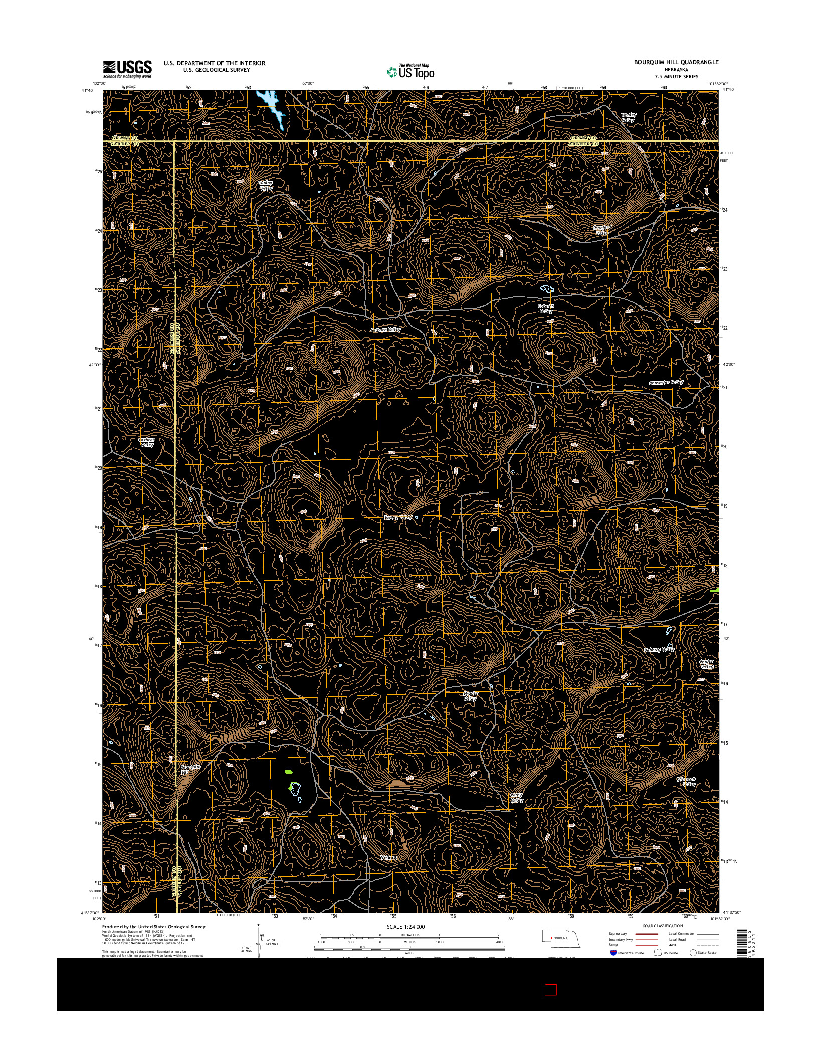 USGS US TOPO 7.5-MINUTE MAP FOR BOURQUIM HILL, NE 2014