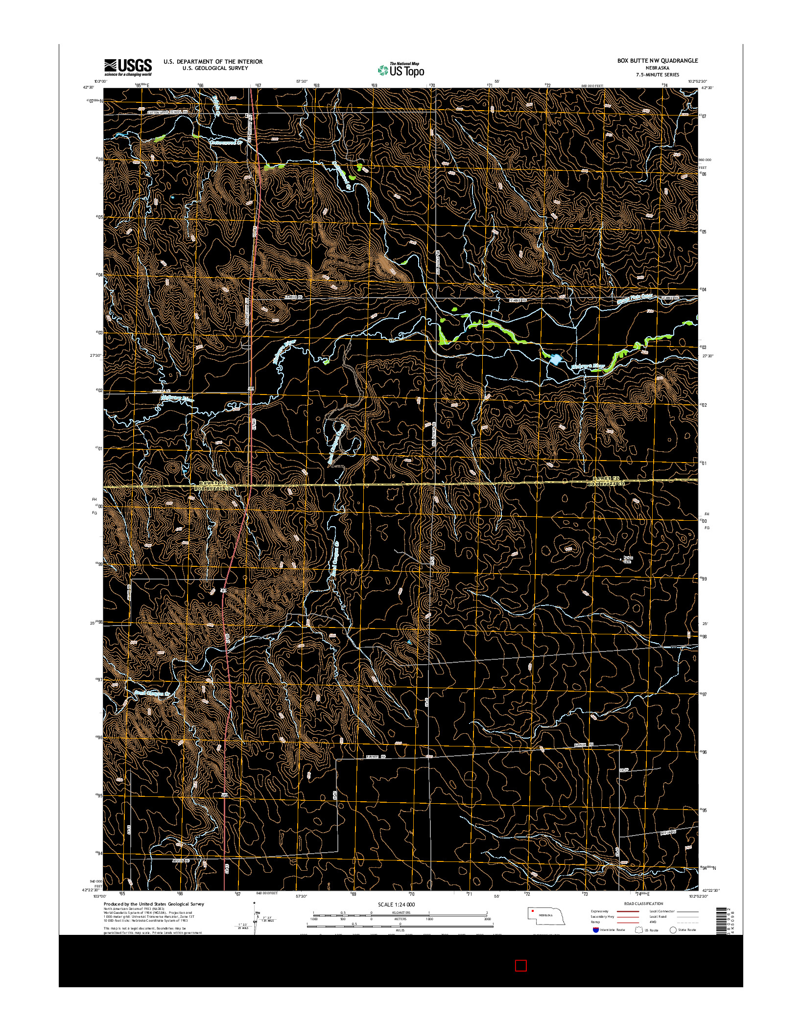 USGS US TOPO 7.5-MINUTE MAP FOR BOX BUTTE NW, NE 2014