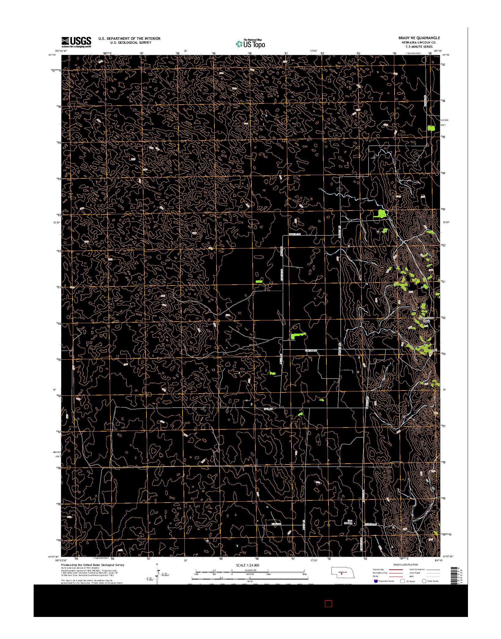 USGS US TOPO 7.5-MINUTE MAP FOR BRADY NE, NE 2014