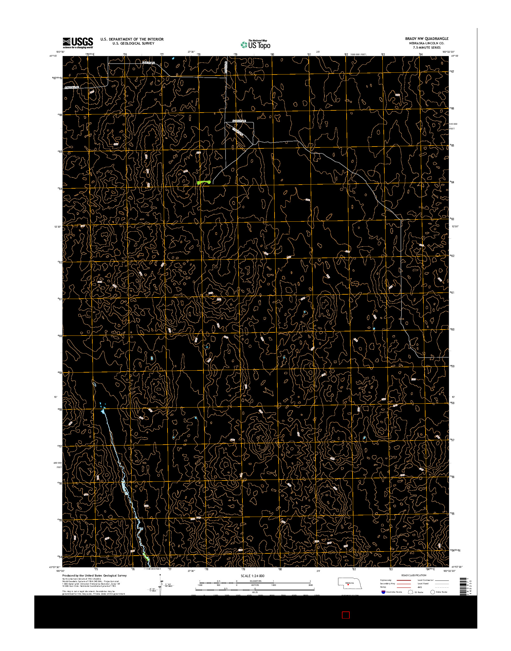 USGS US TOPO 7.5-MINUTE MAP FOR BRADY NW, NE 2014