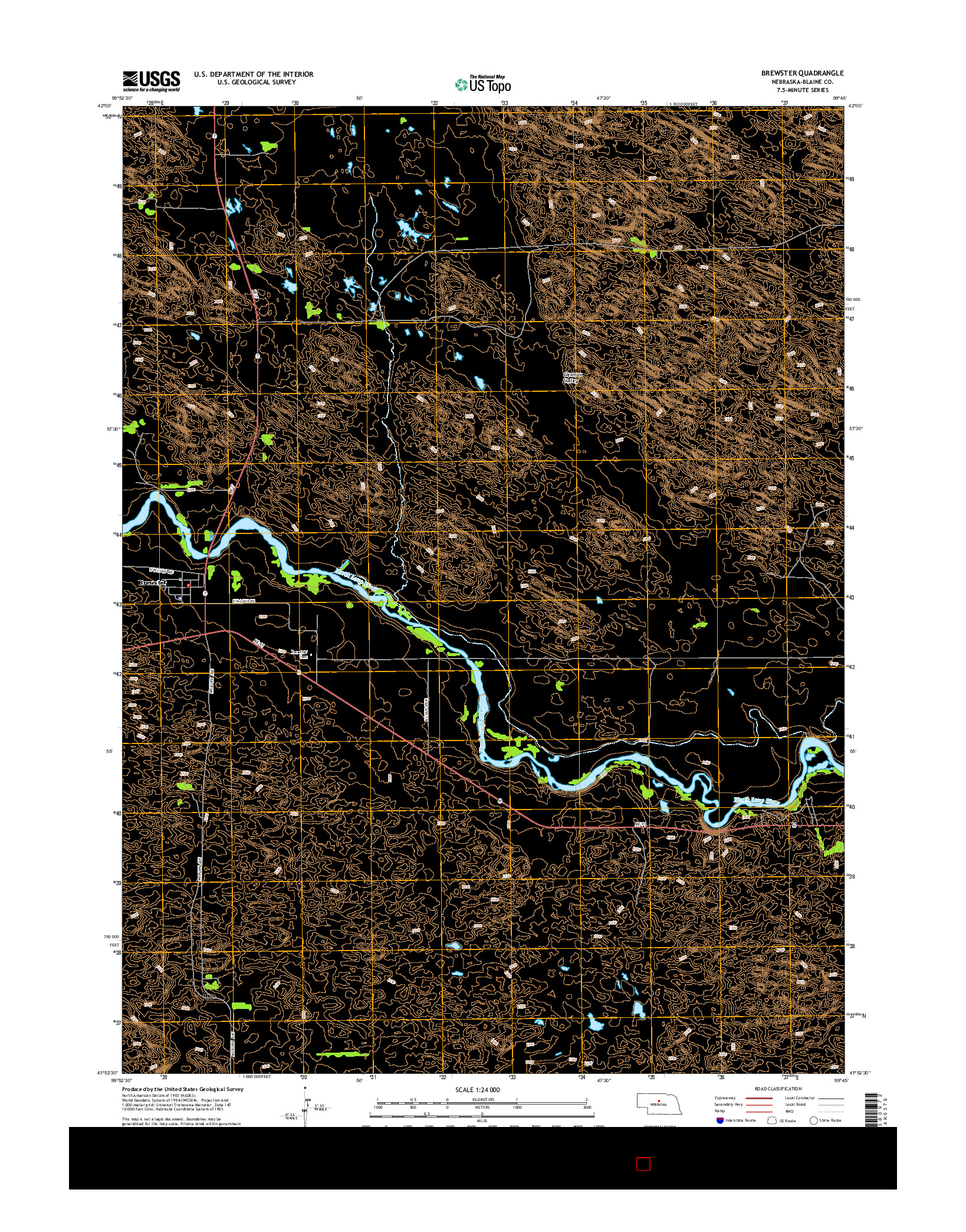 USGS US TOPO 7.5-MINUTE MAP FOR BREWSTER, NE 2014