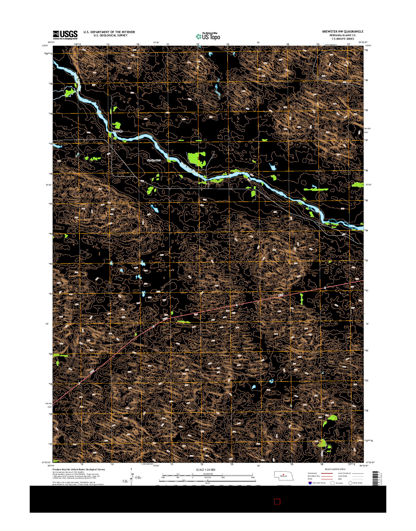 USGS US TOPO 7.5-MINUTE MAP FOR BREWSTER NW, NE 2014