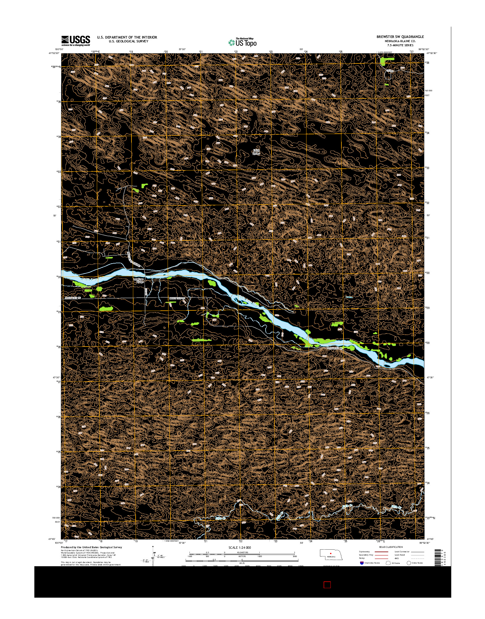 USGS US TOPO 7.5-MINUTE MAP FOR BREWSTER SW, NE 2014
