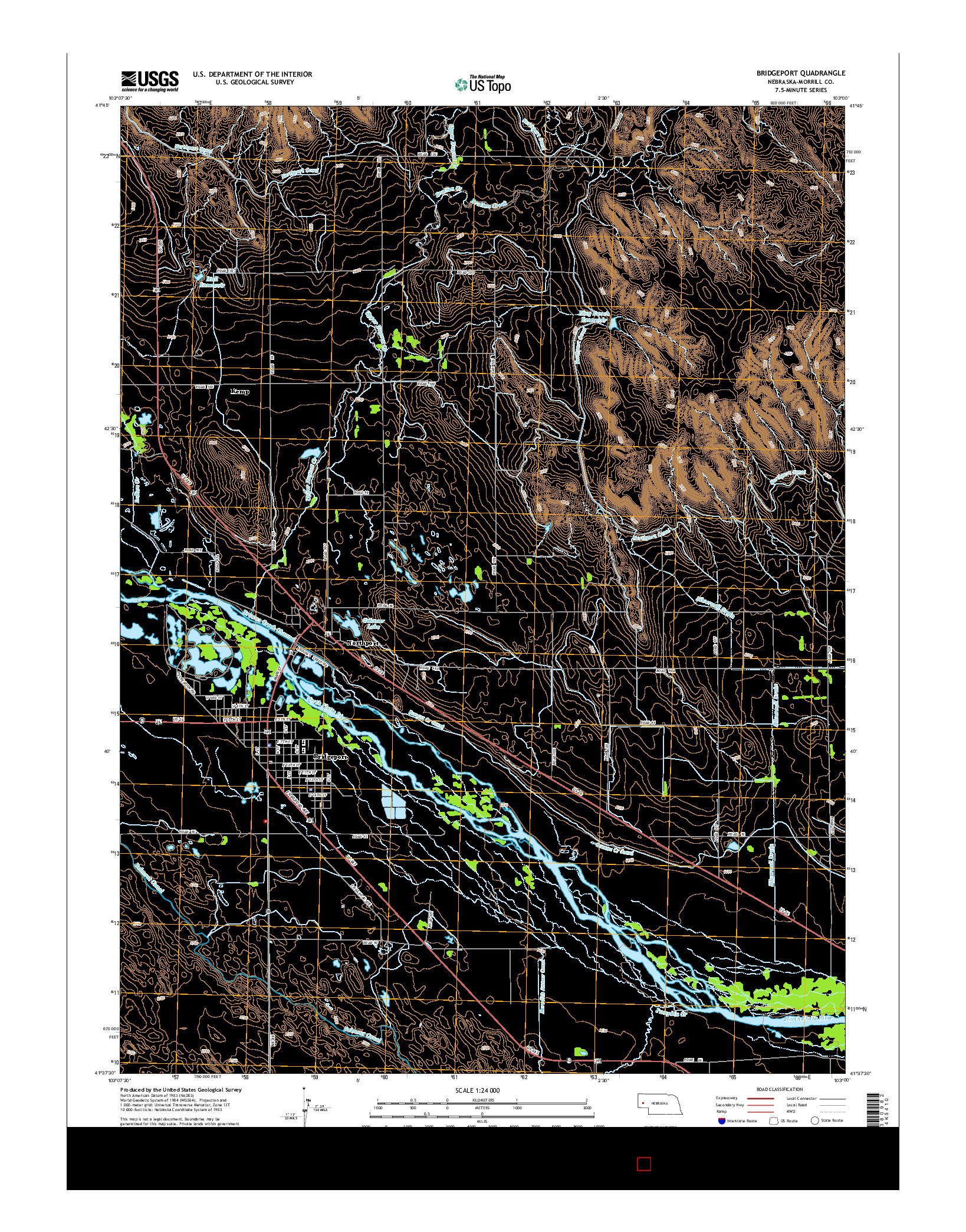 USGS US TOPO 7.5-MINUTE MAP FOR BRIDGEPORT, NE 2014
