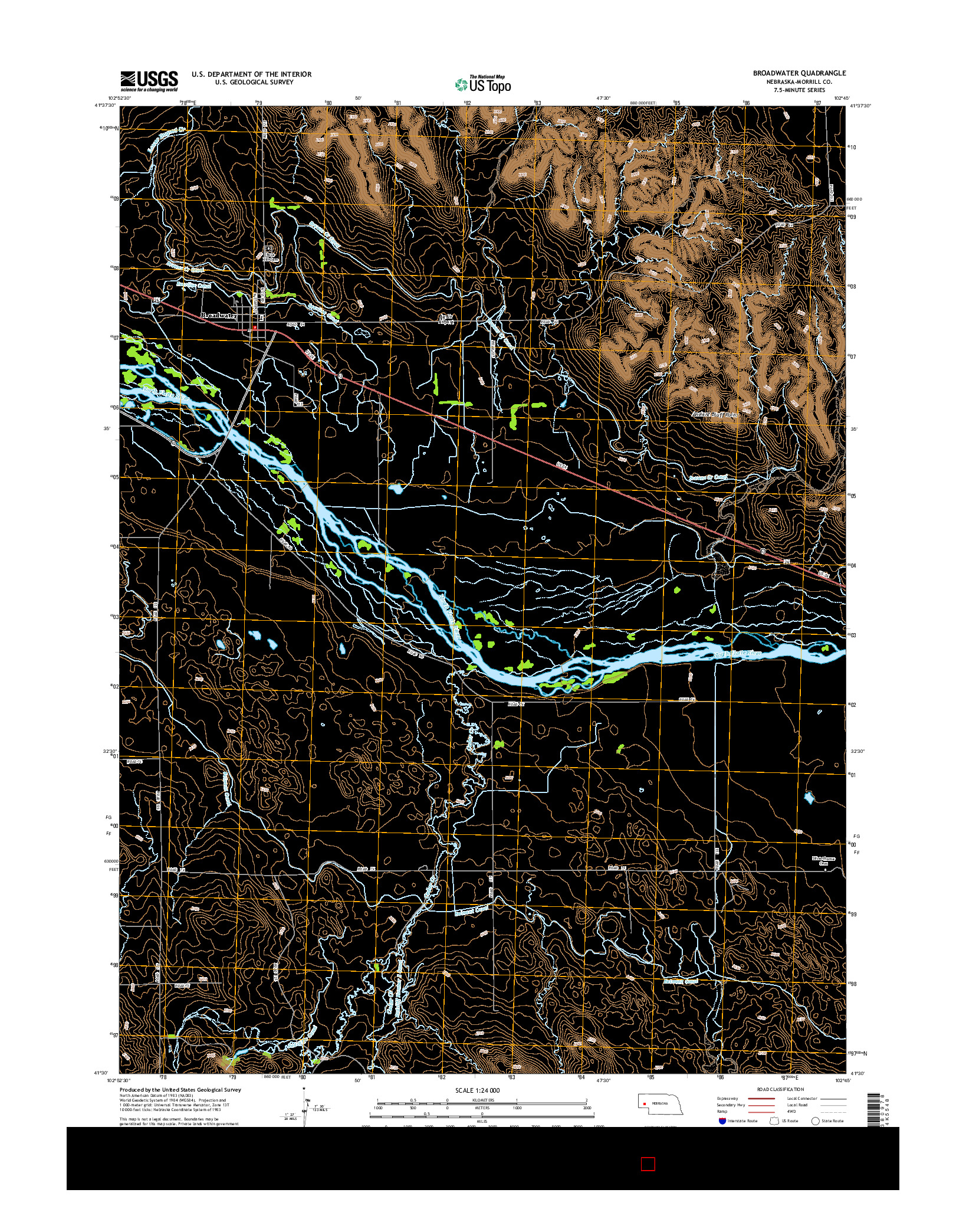 USGS US TOPO 7.5-MINUTE MAP FOR BROADWATER, NE 2014