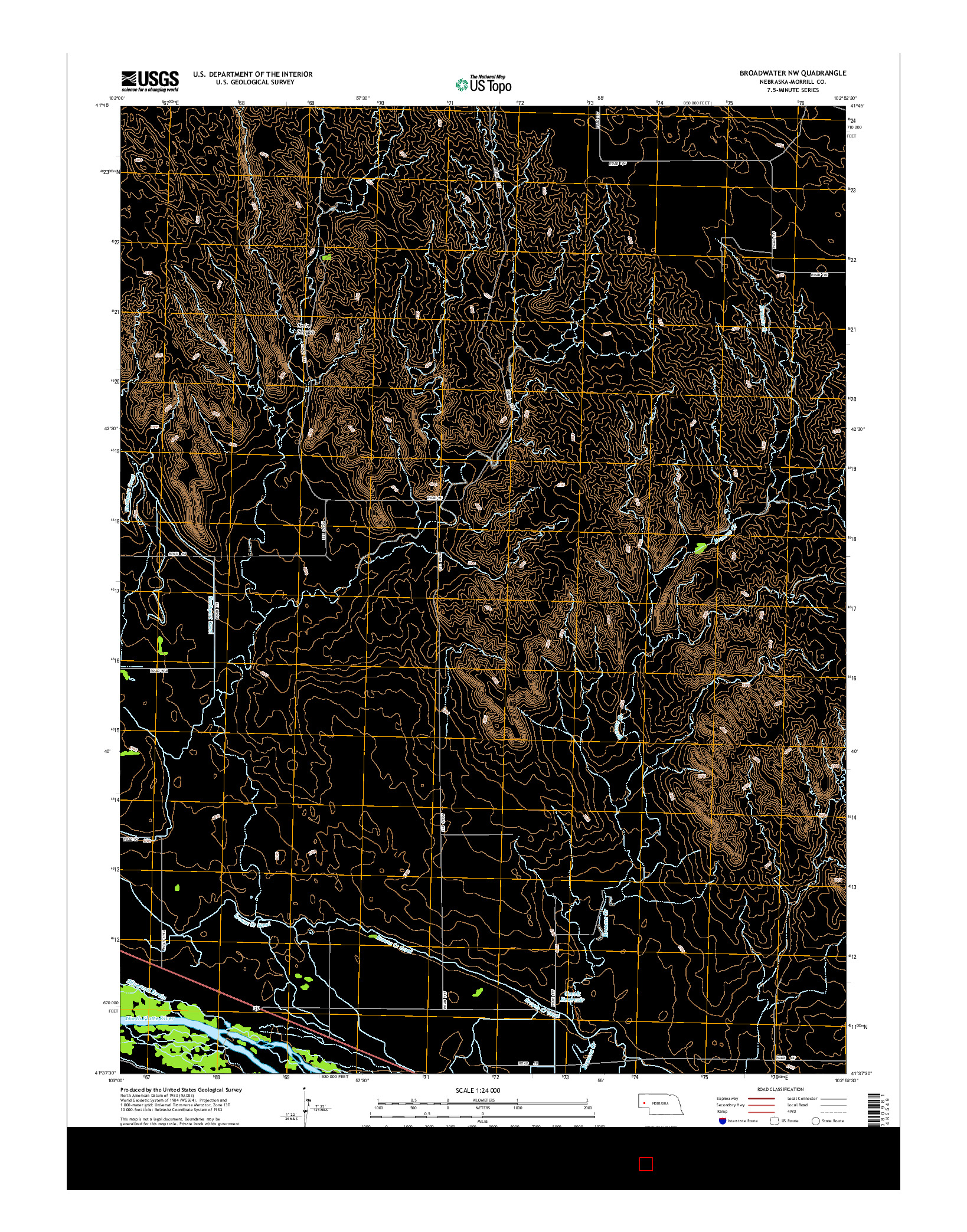 USGS US TOPO 7.5-MINUTE MAP FOR BROADWATER NW, NE 2014