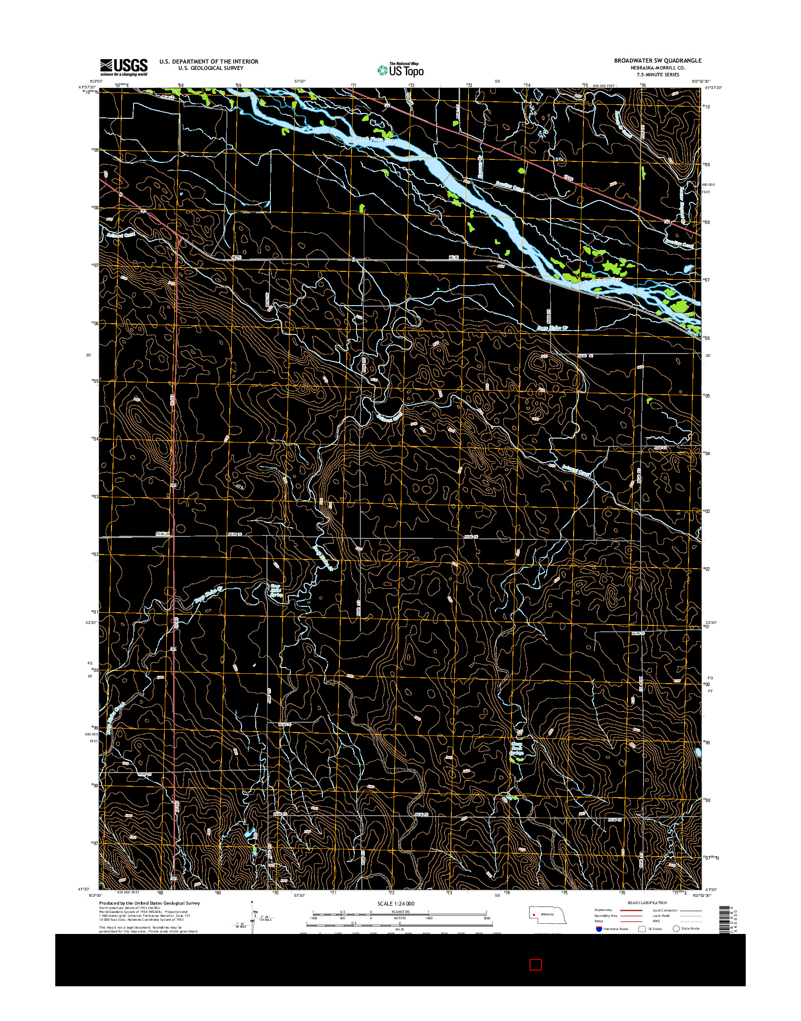 USGS US TOPO 7.5-MINUTE MAP FOR BROADWATER SW, NE 2014