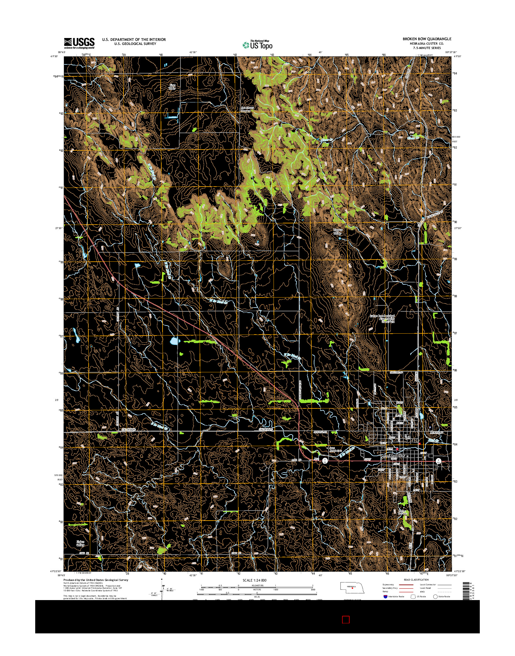 USGS US TOPO 7.5-MINUTE MAP FOR BROKEN BOW, NE 2014