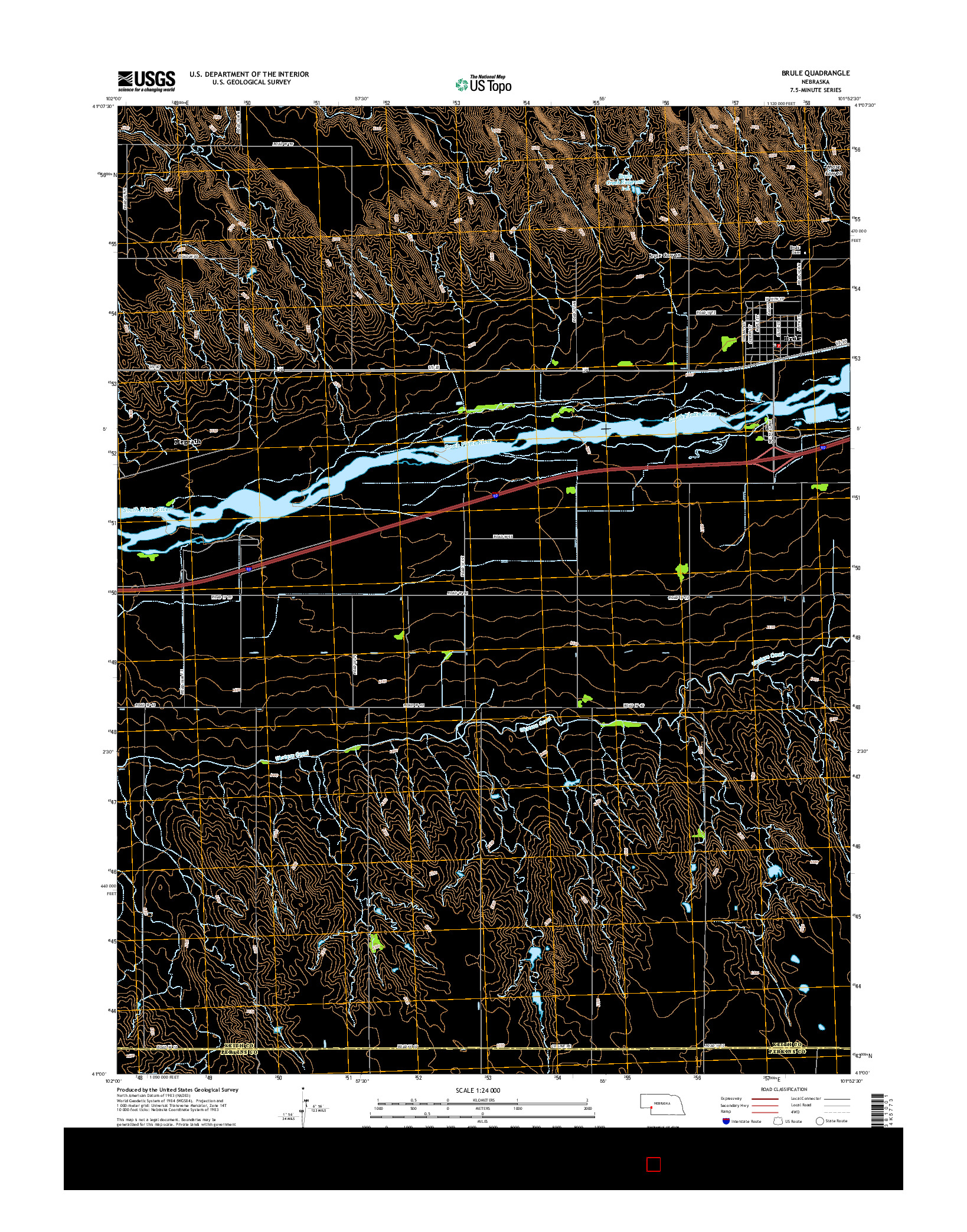 USGS US TOPO 7.5-MINUTE MAP FOR BRULE, NE 2014