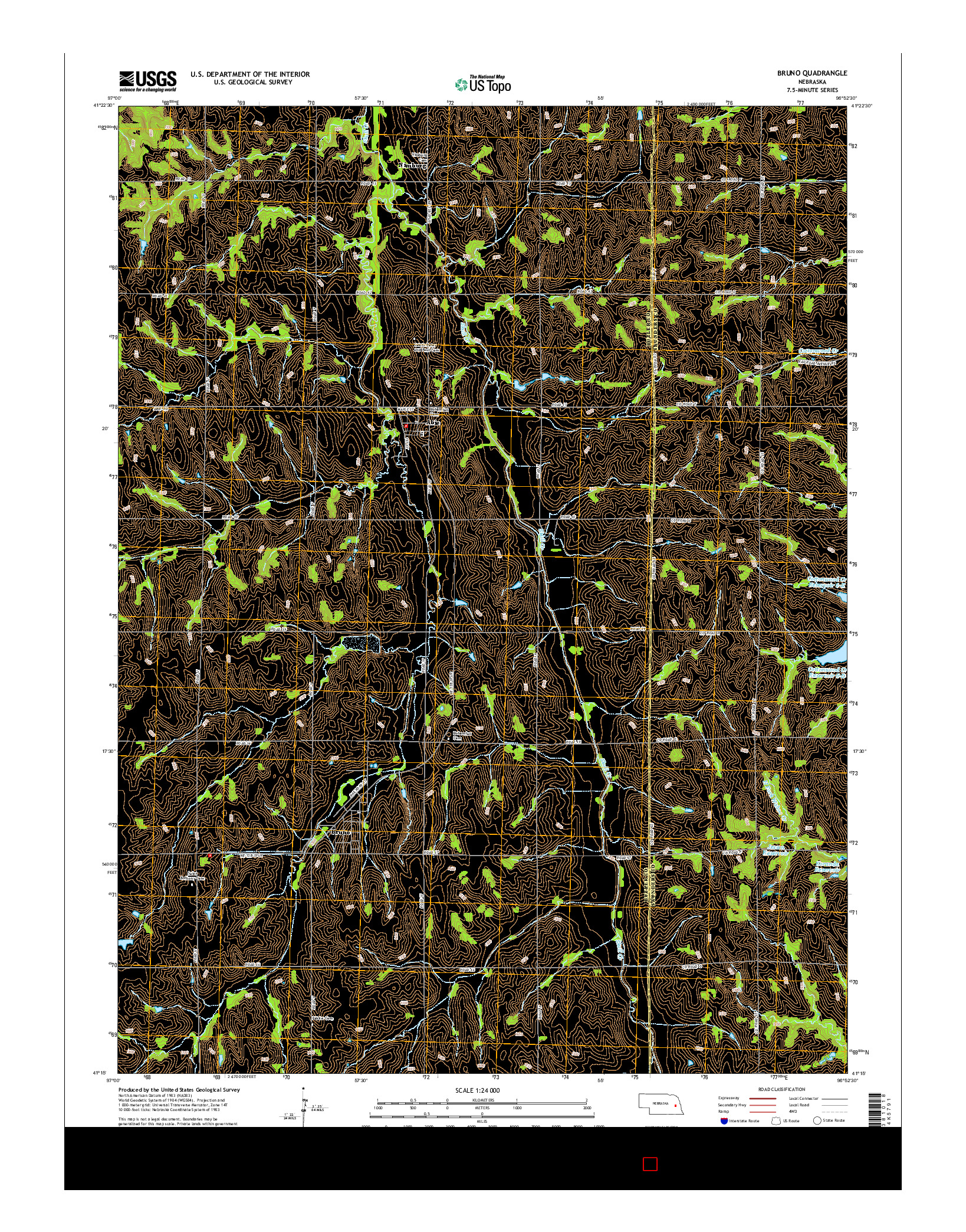 USGS US TOPO 7.5-MINUTE MAP FOR BRUNO, NE 2014