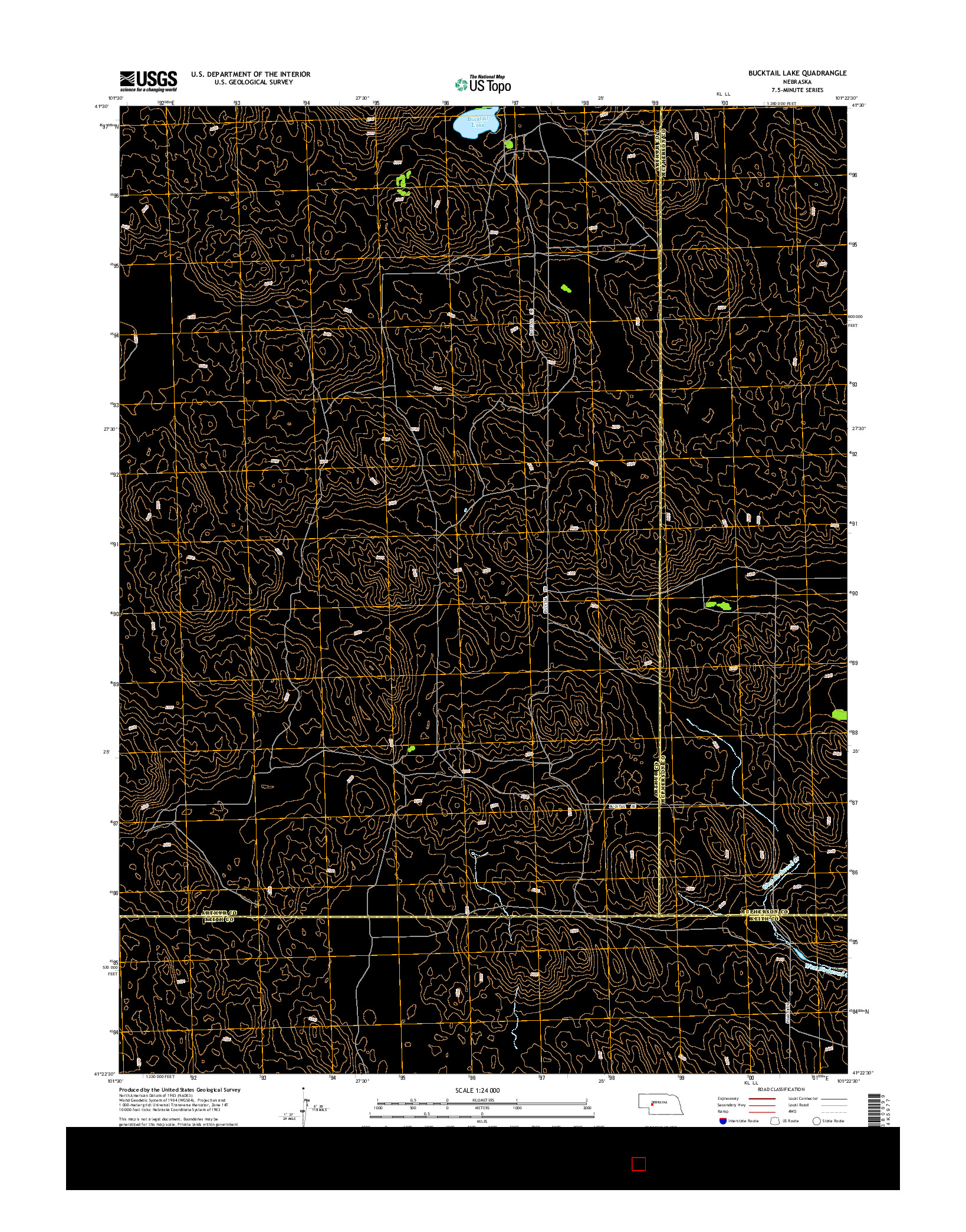 USGS US TOPO 7.5-MINUTE MAP FOR BUCKTAIL LAKE, NE 2014