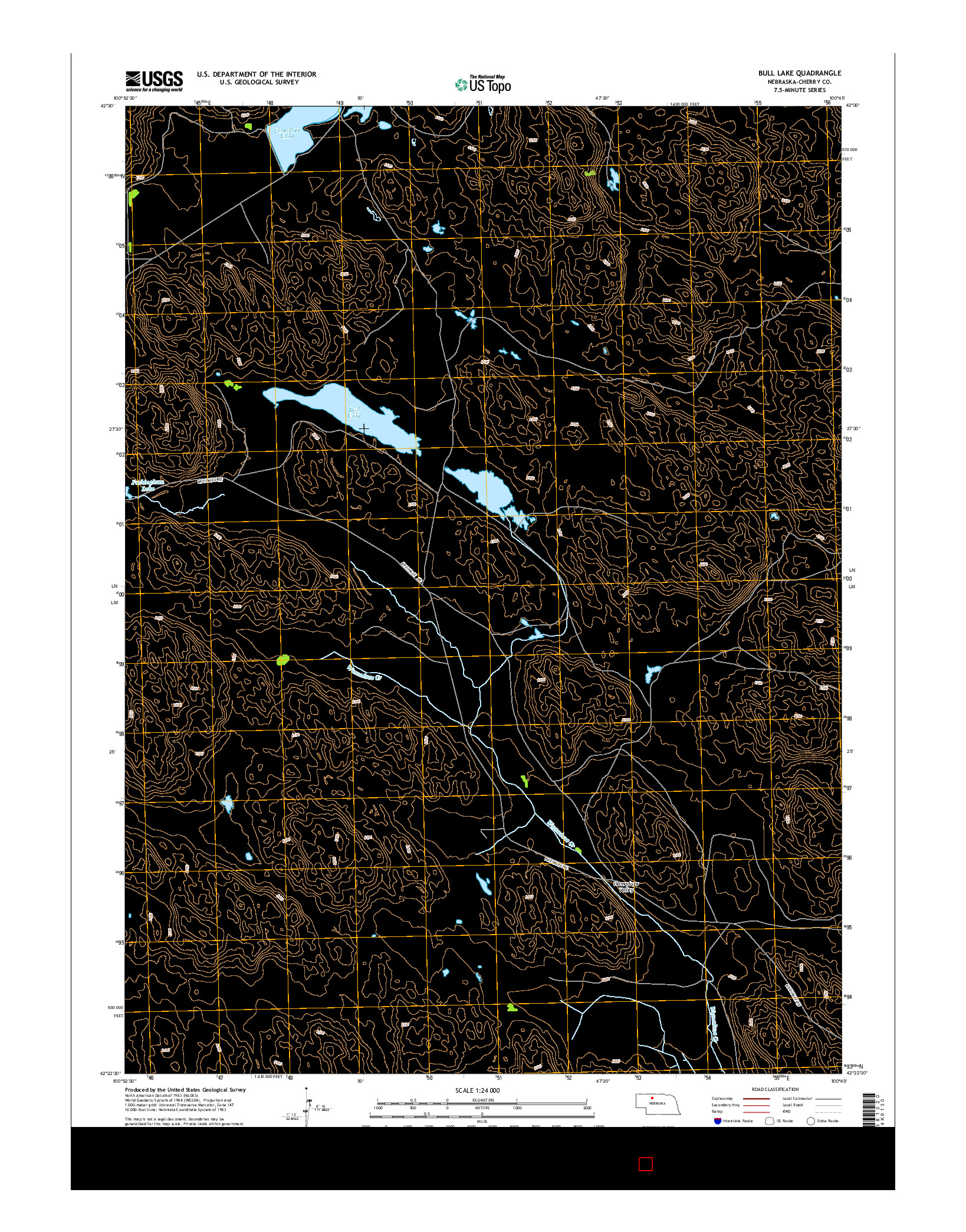 USGS US TOPO 7.5-MINUTE MAP FOR BULL LAKE, NE 2014