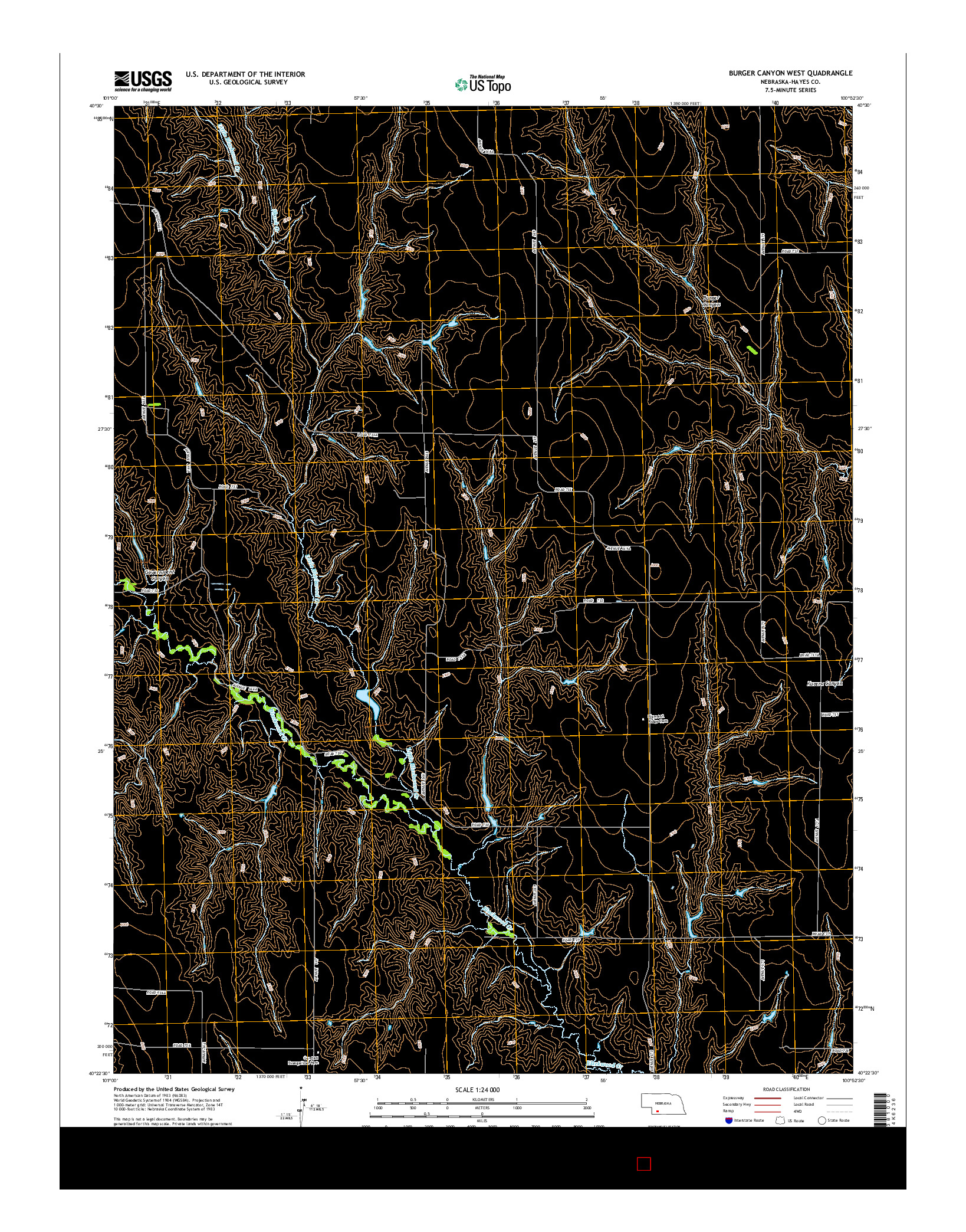 USGS US TOPO 7.5-MINUTE MAP FOR BURGER CANYON WEST, NE 2014