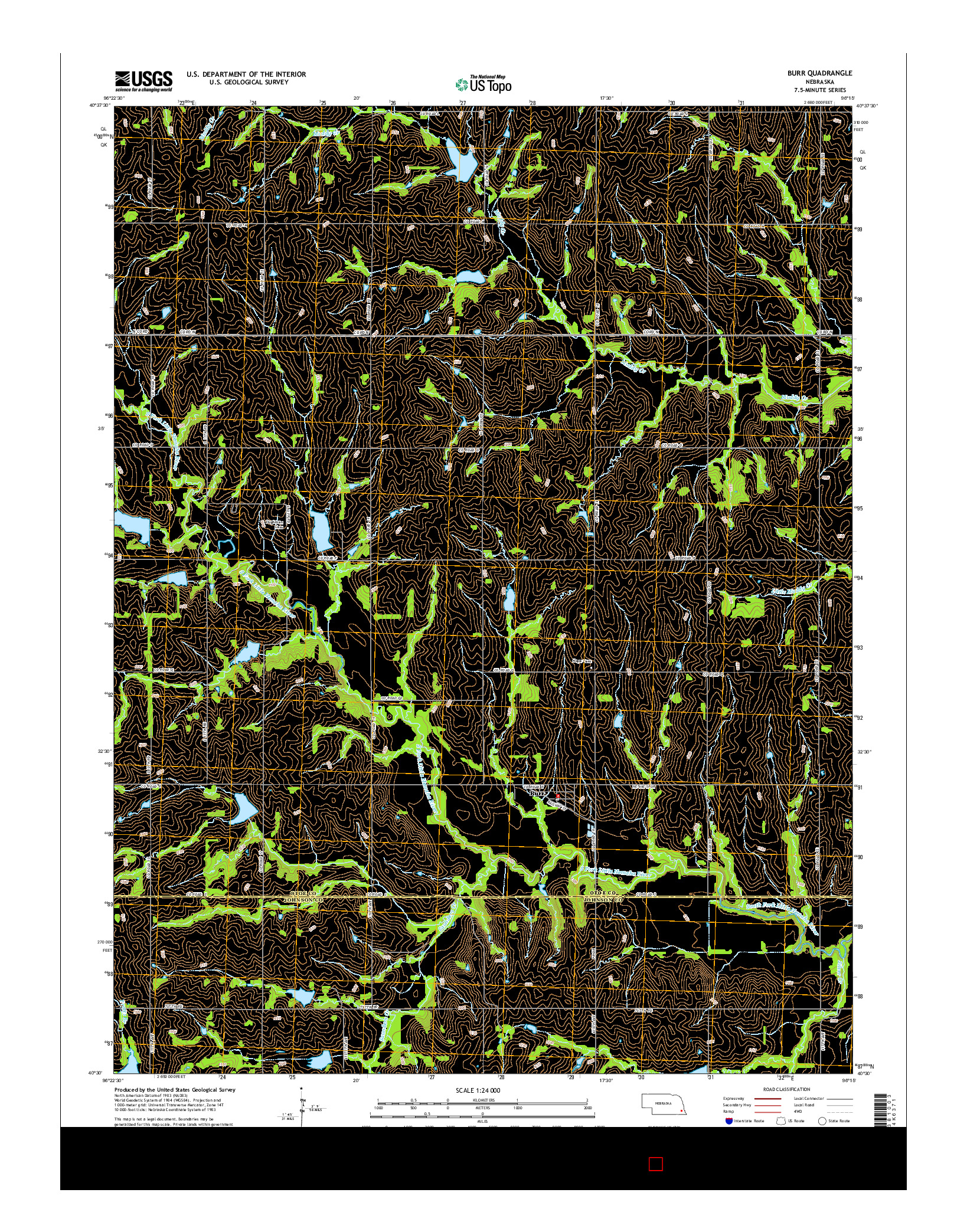USGS US TOPO 7.5-MINUTE MAP FOR BURR, NE 2014
