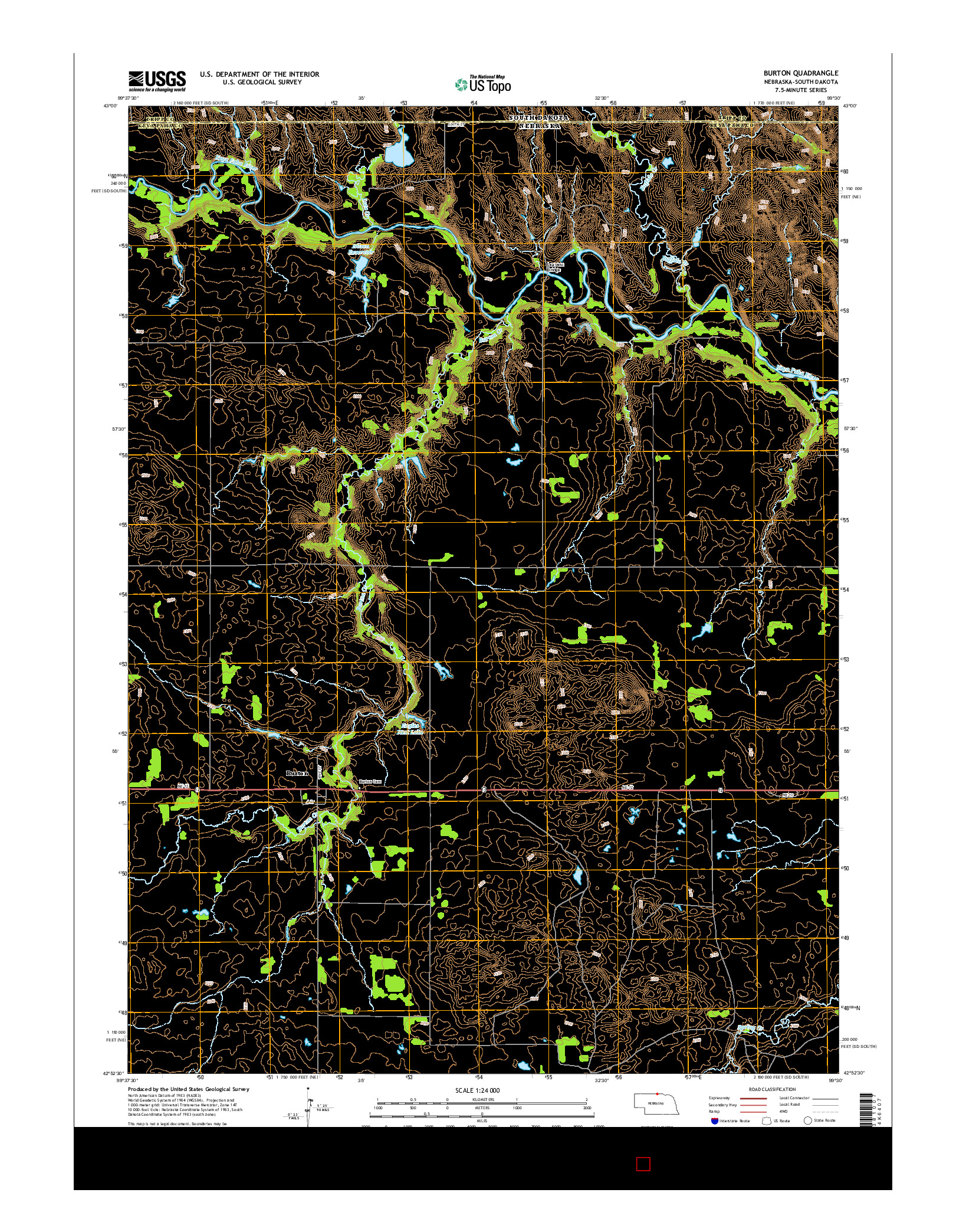USGS US TOPO 7.5-MINUTE MAP FOR BURTON, NE-SD 2014