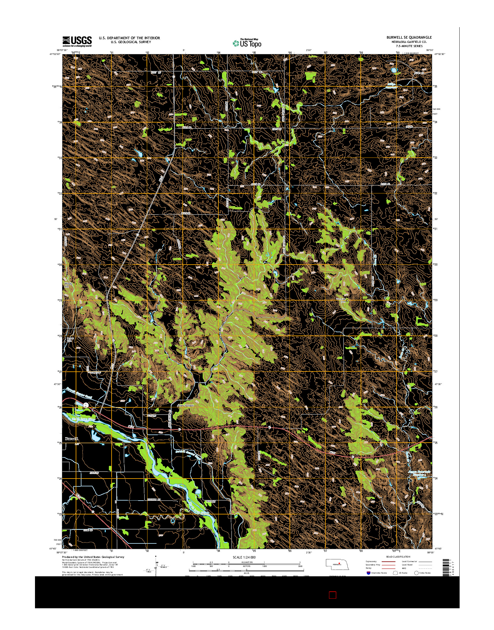 USGS US TOPO 7.5-MINUTE MAP FOR BURWELL SE, NE 2014