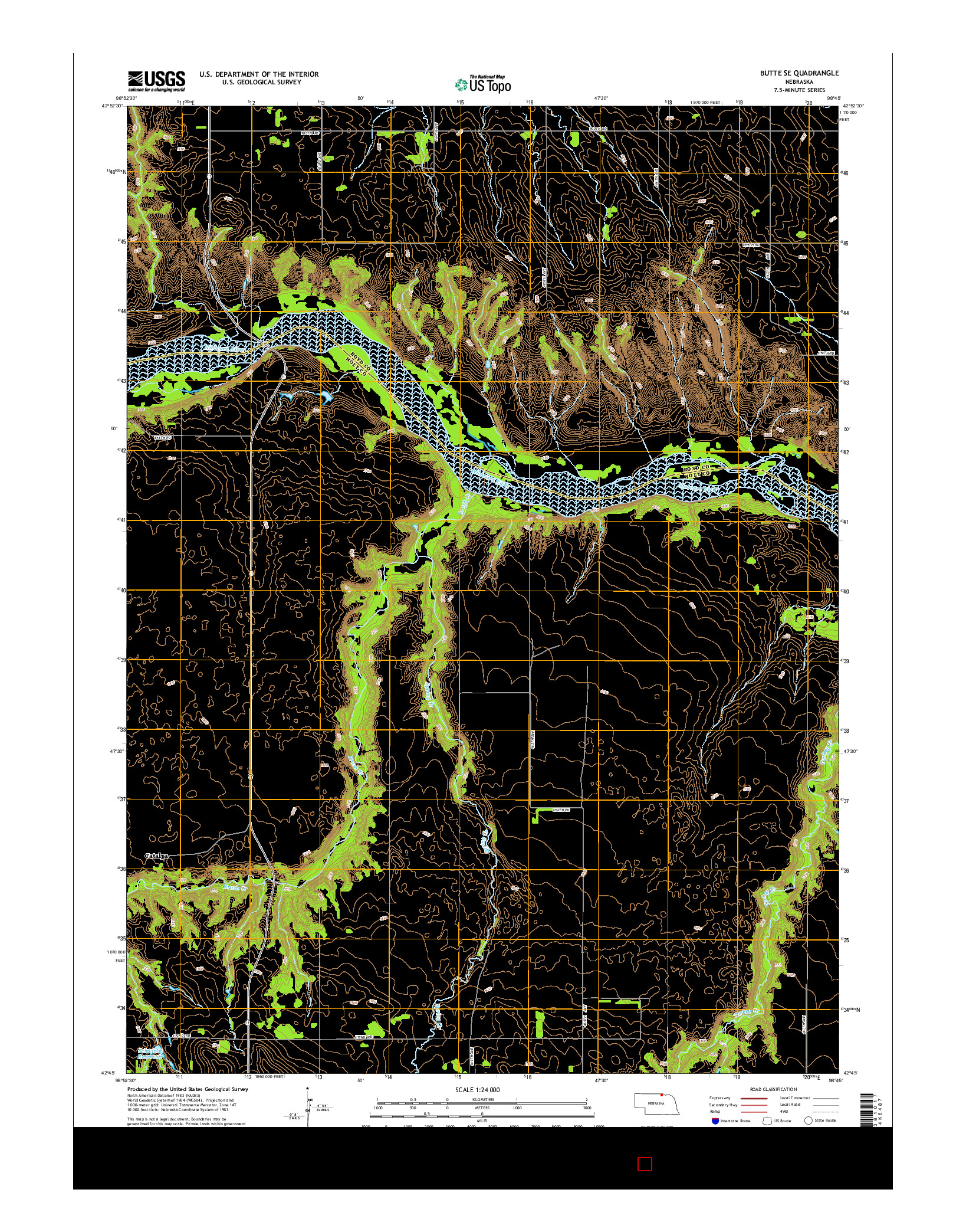USGS US TOPO 7.5-MINUTE MAP FOR BUTTE SE, NE 2014