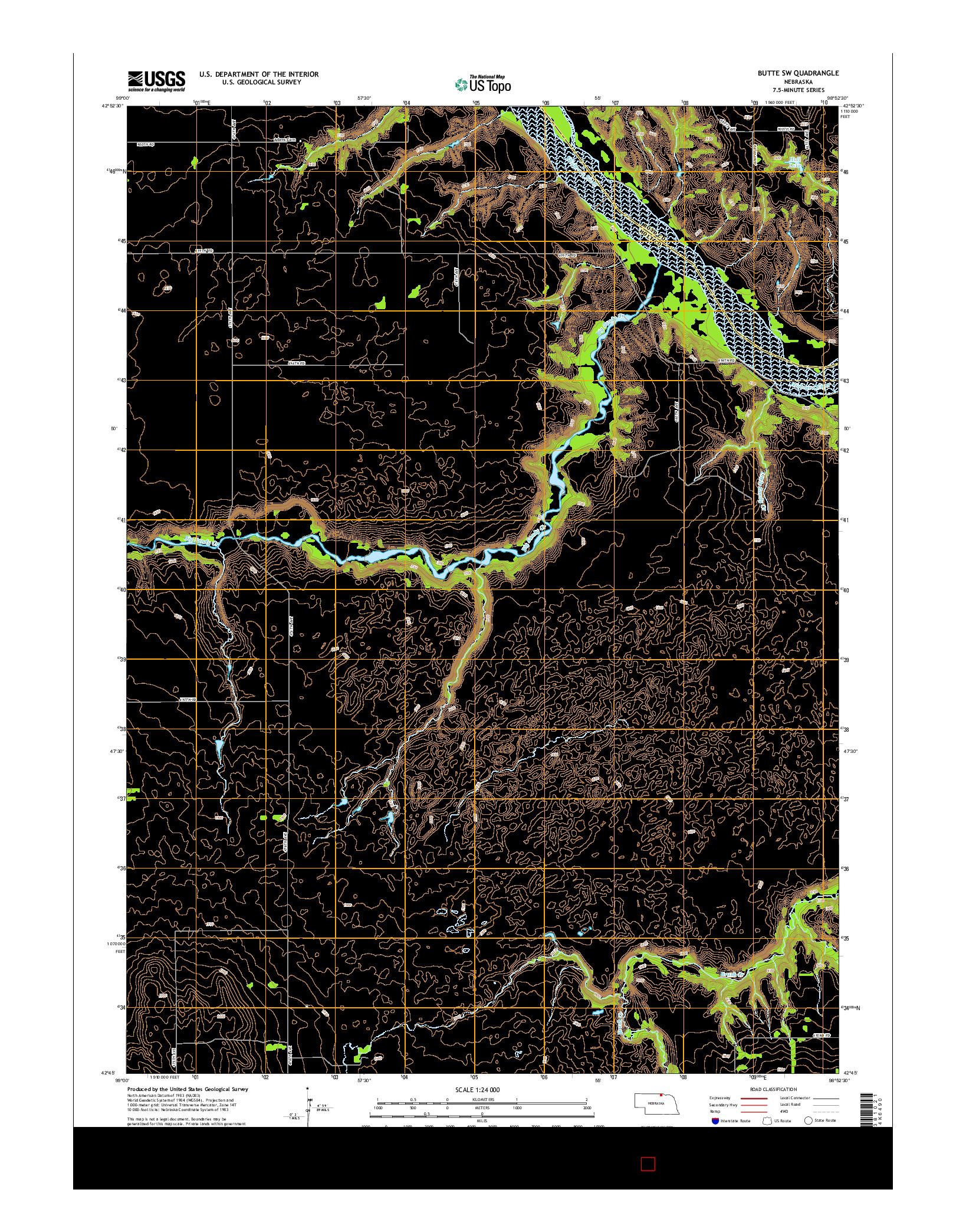 USGS US TOPO 7.5-MINUTE MAP FOR BUTTE SW, NE 2014