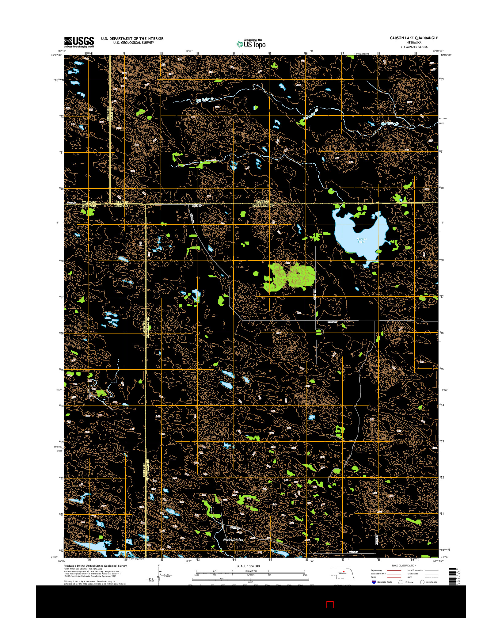 USGS US TOPO 7.5-MINUTE MAP FOR CARSON LAKE, NE 2014