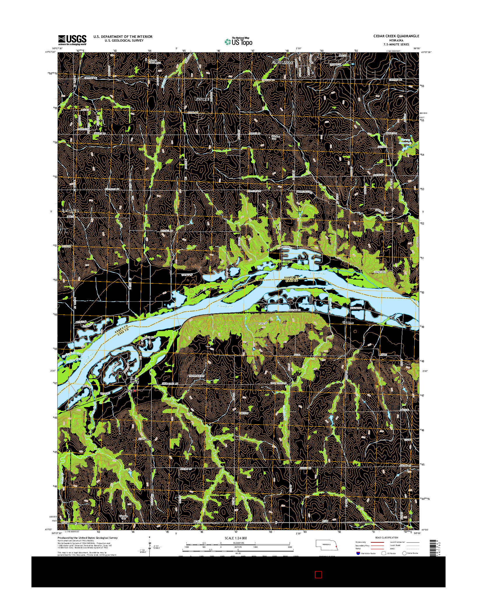 USGS US TOPO 7.5-MINUTE MAP FOR CEDAR CREEK, NE 2014