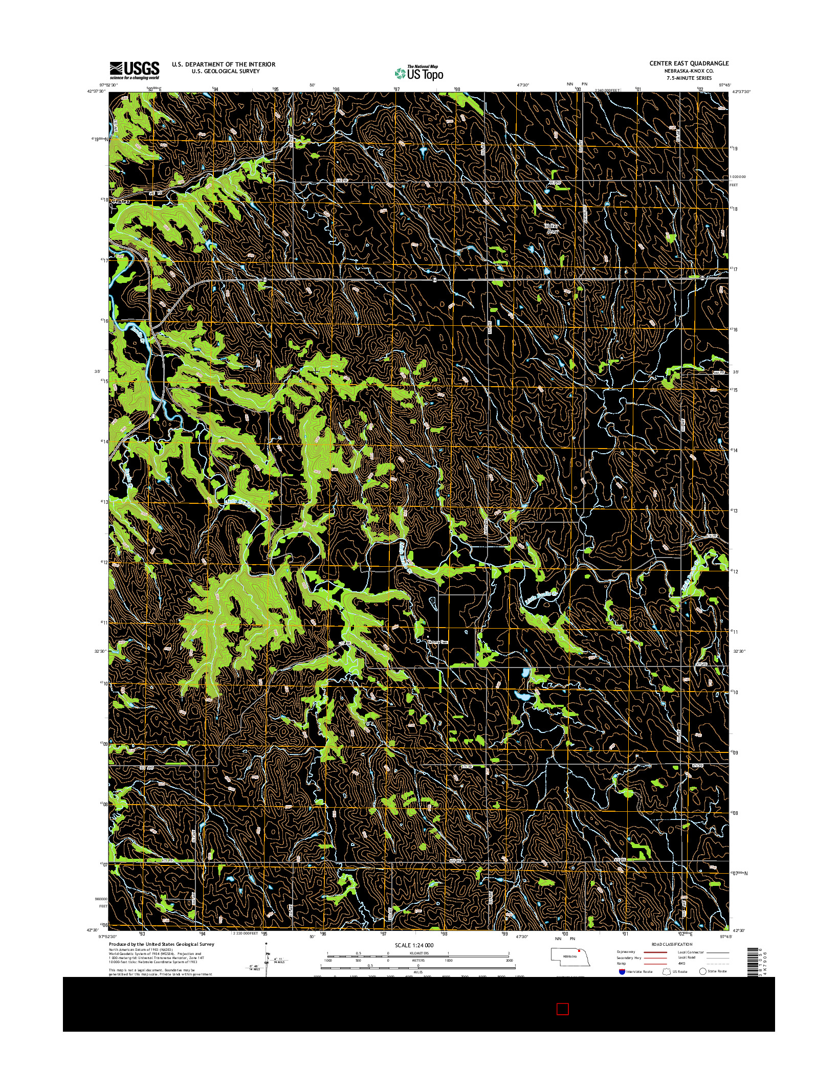 USGS US TOPO 7.5-MINUTE MAP FOR CENTER EAST, NE 2014