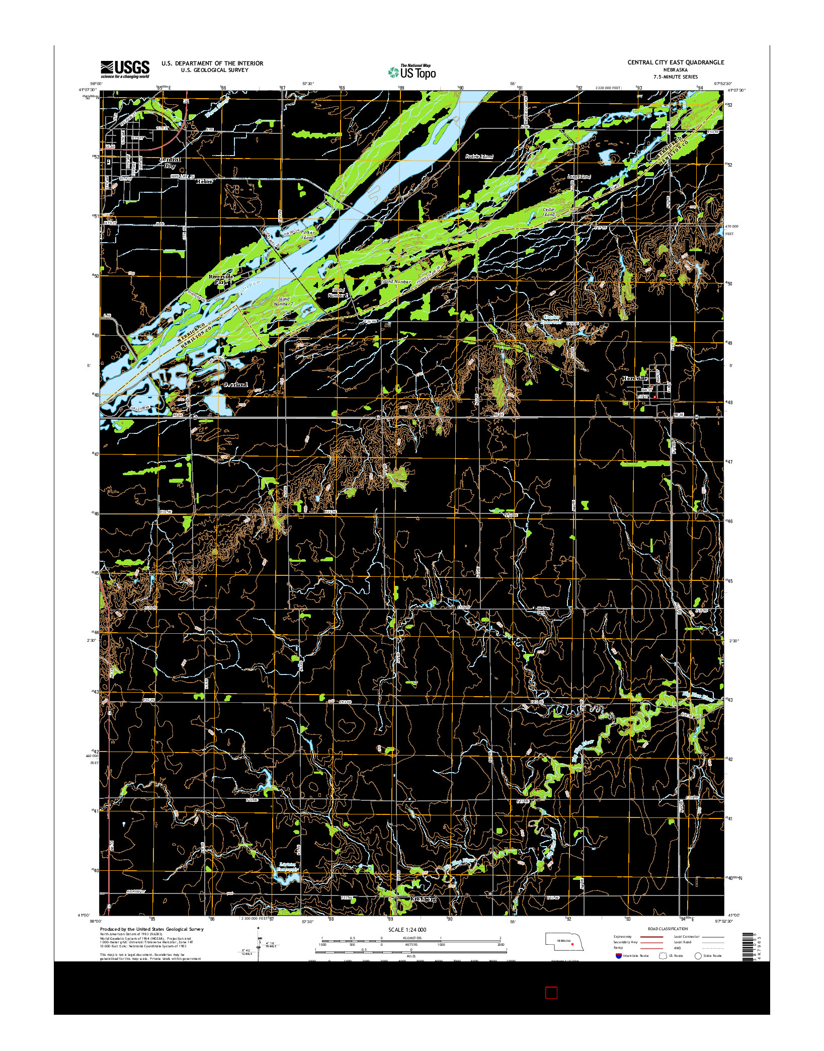 USGS US TOPO 7.5-MINUTE MAP FOR CENTRAL CITY EAST, NE 2014