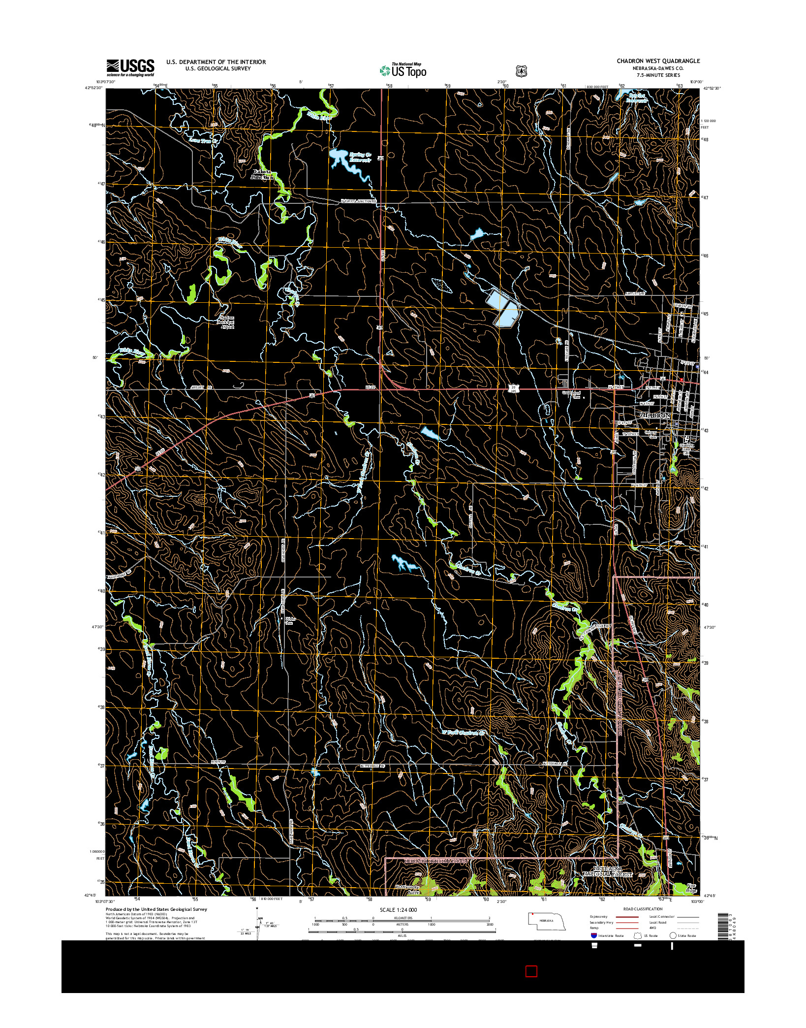 USGS US TOPO 7.5-MINUTE MAP FOR CHADRON WEST, NE 2014