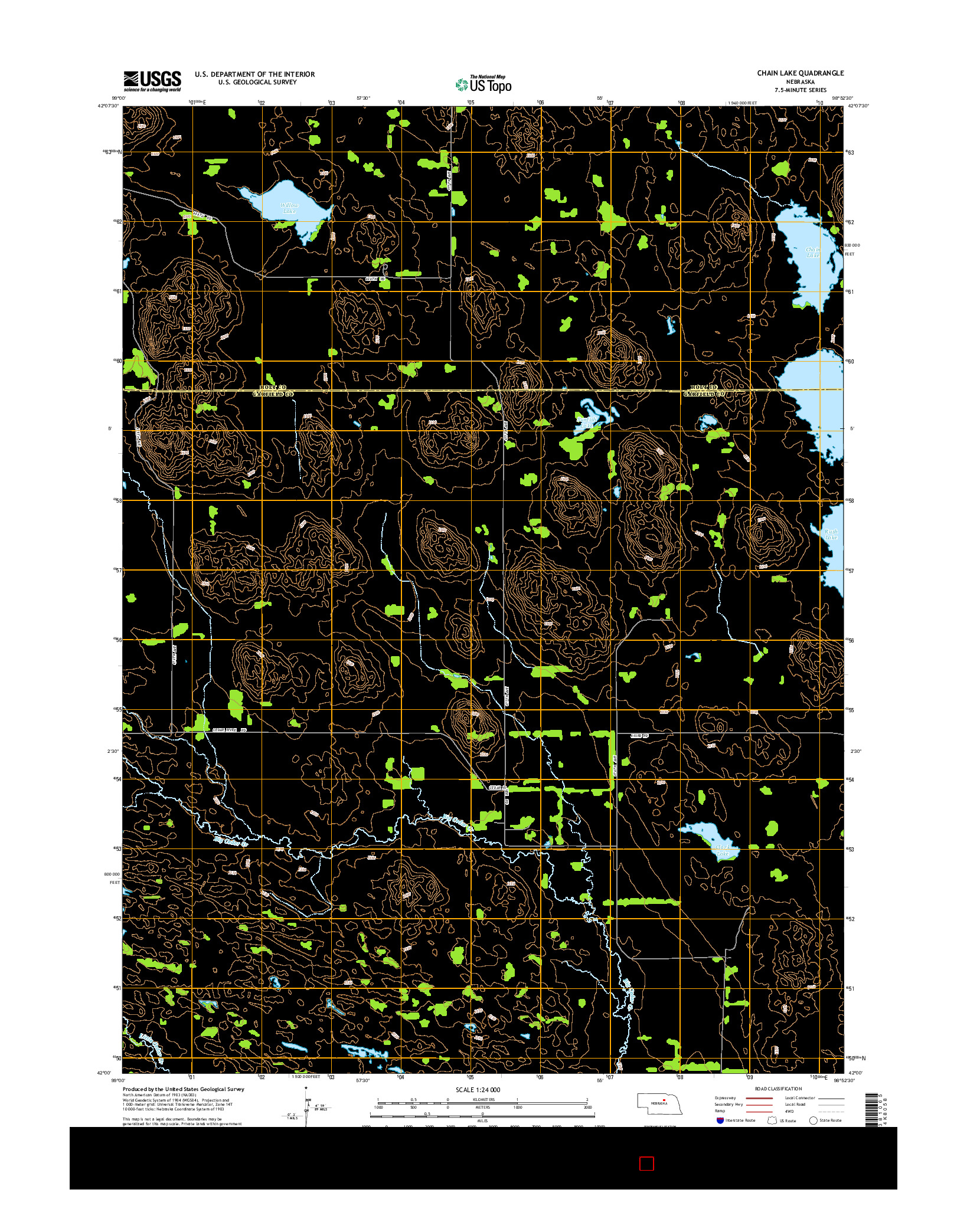 USGS US TOPO 7.5-MINUTE MAP FOR CHAIN LAKE, NE 2014