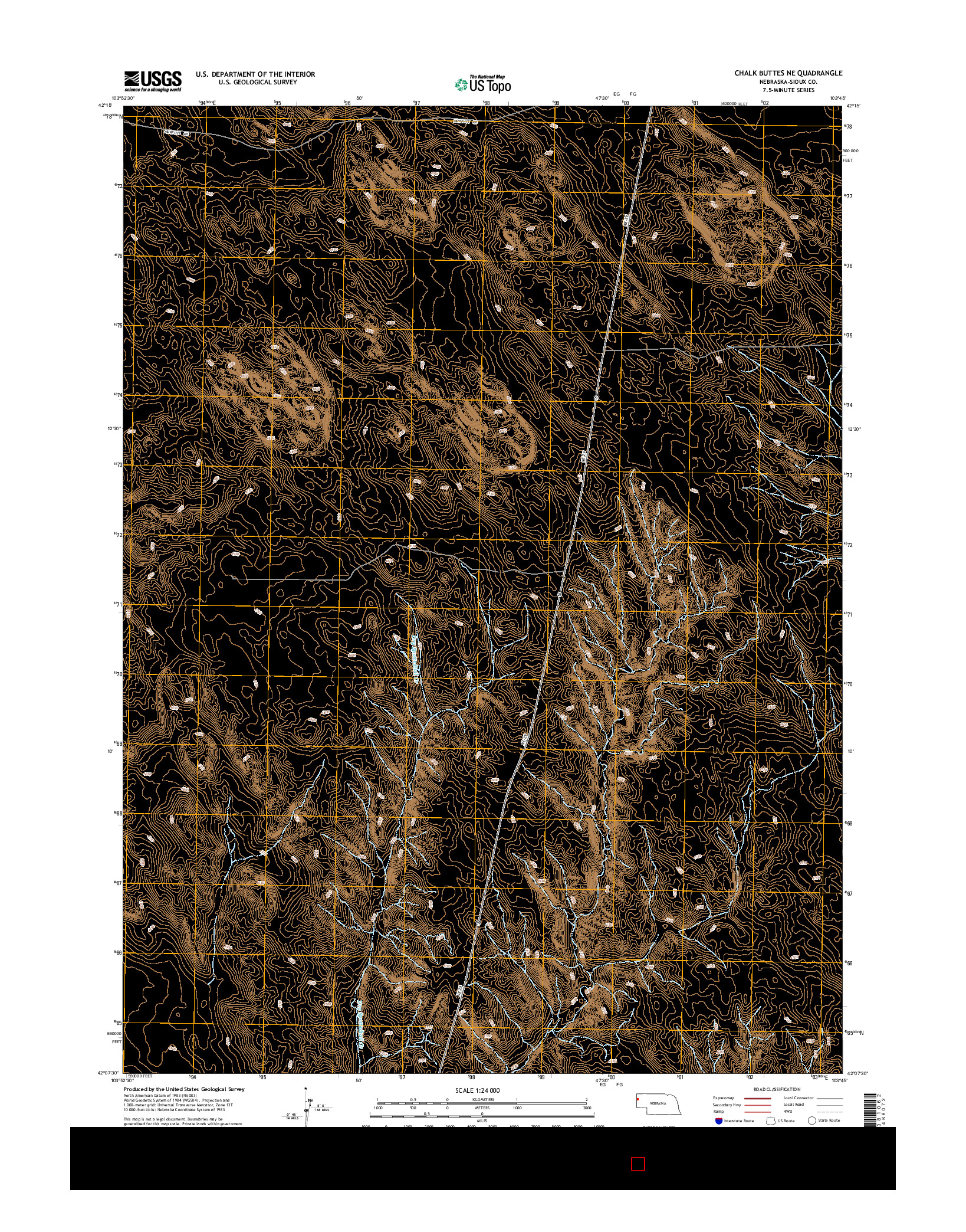 USGS US TOPO 7.5-MINUTE MAP FOR CHALK BUTTES NE, NE 2014