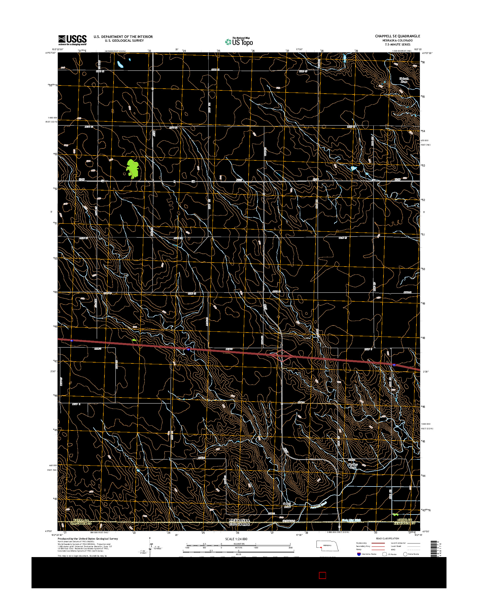 USGS US TOPO 7.5-MINUTE MAP FOR CHAPPELL SE, NE-CO 2014